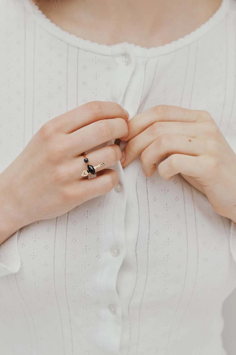 Ballerina Black Tutu and Cultured Pearl Adjustable Ring - Image 3
