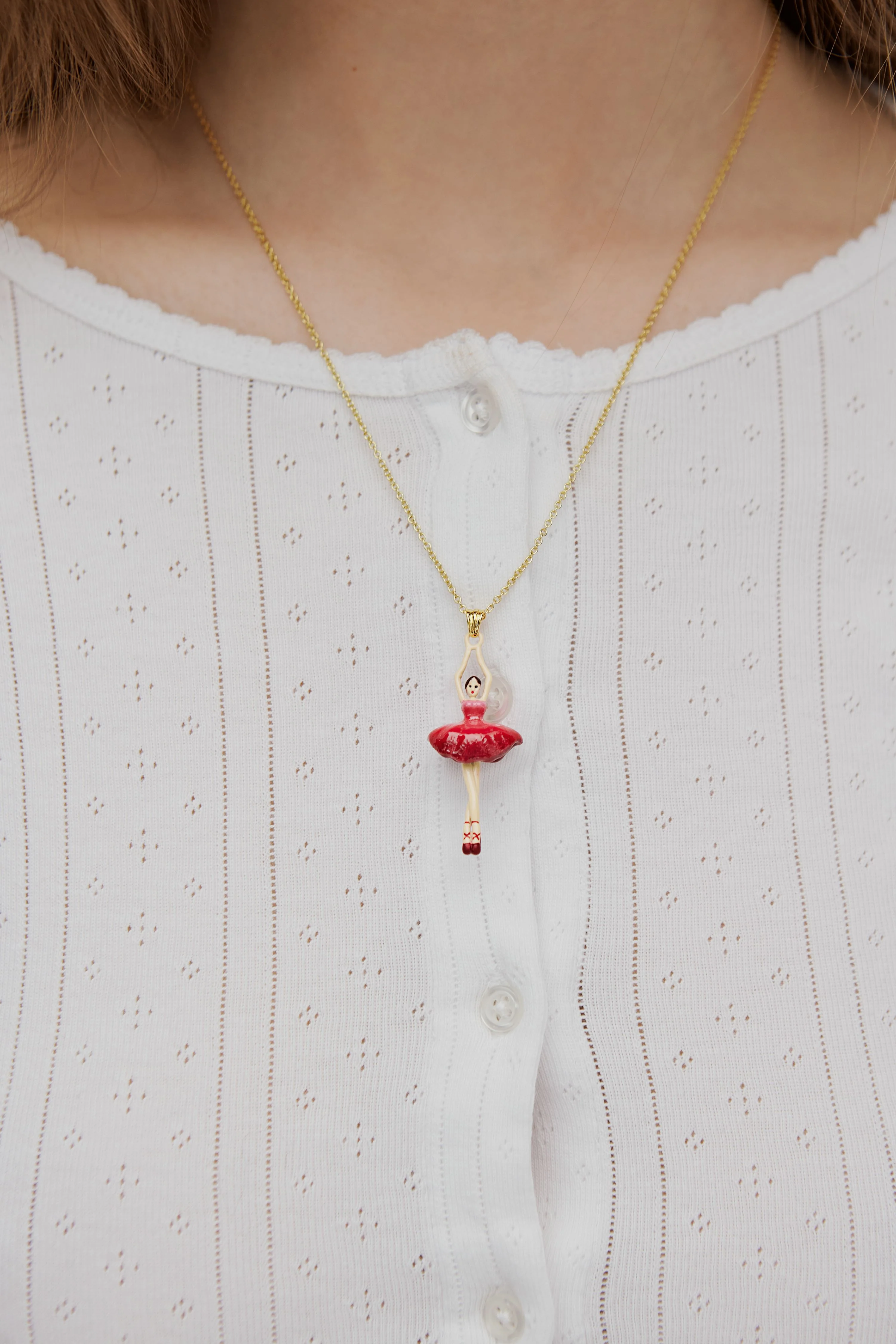 Ballerina with Pink Gradient Tutu Pendant Necklace - Image 4