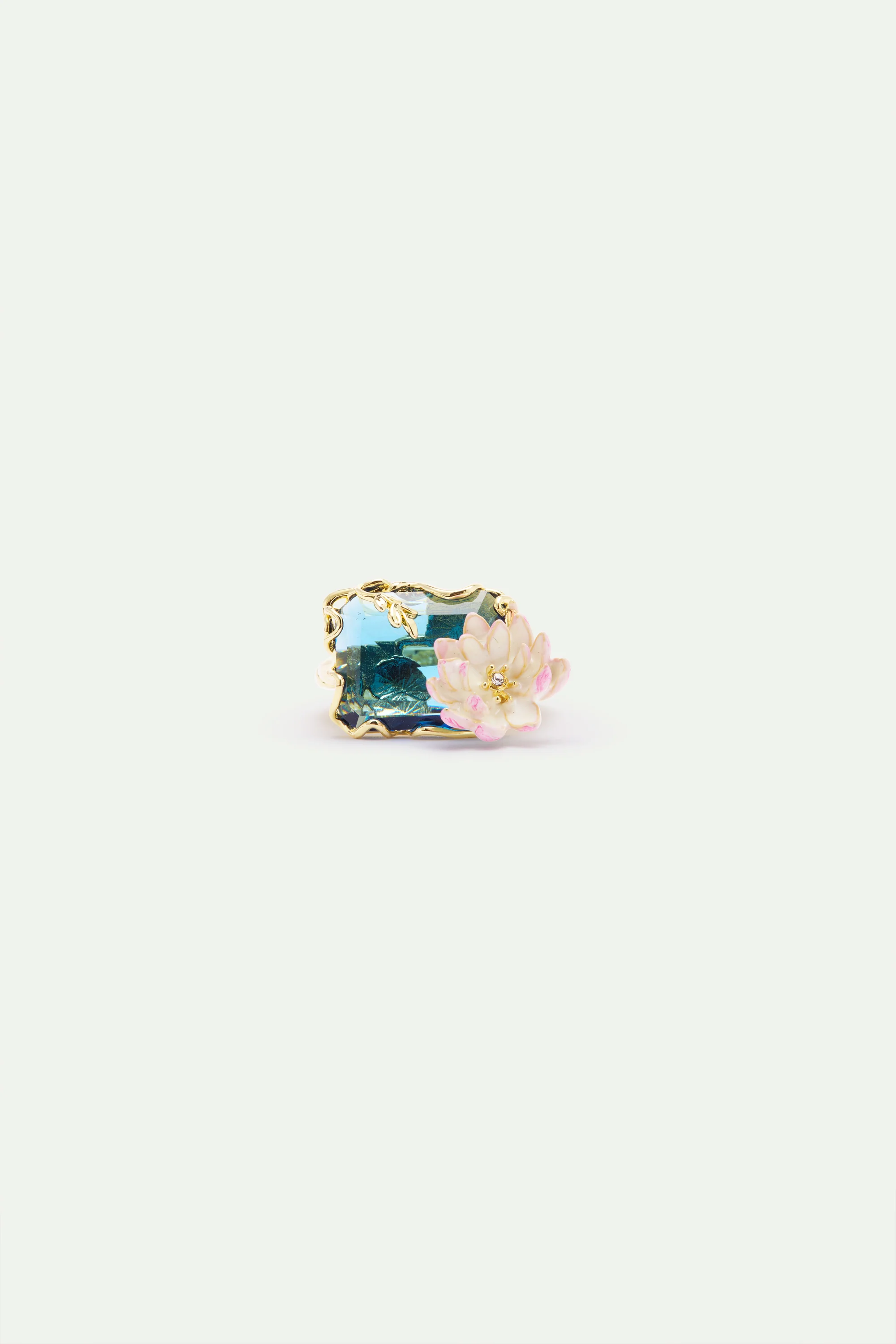 Blue and Pink Water Lily Pond Ring - Image 2