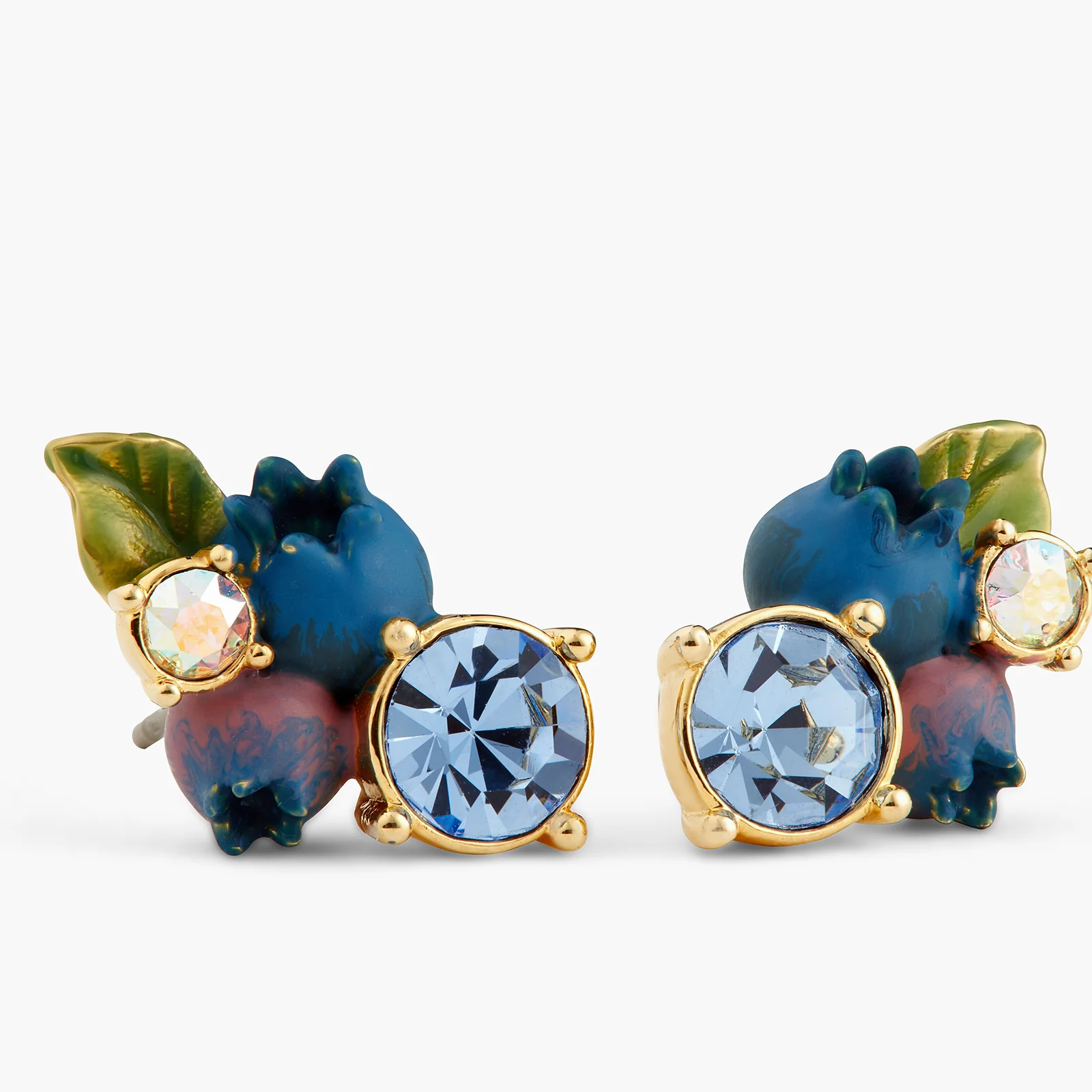 Blueberry and Round Cut Stone Post Earrings - Image 3