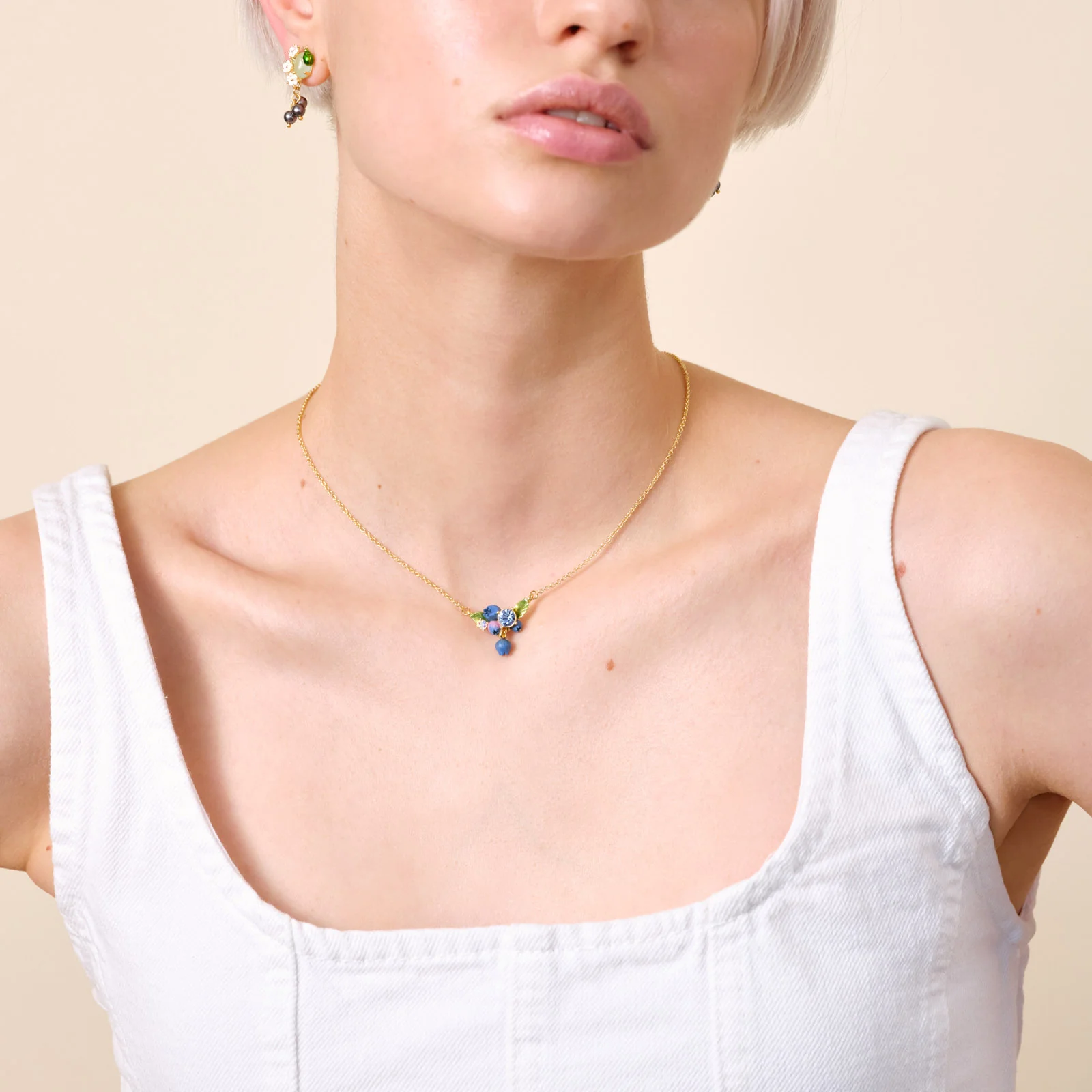 Blueberry and Round Cut Stone Statement Necklace - Image 4