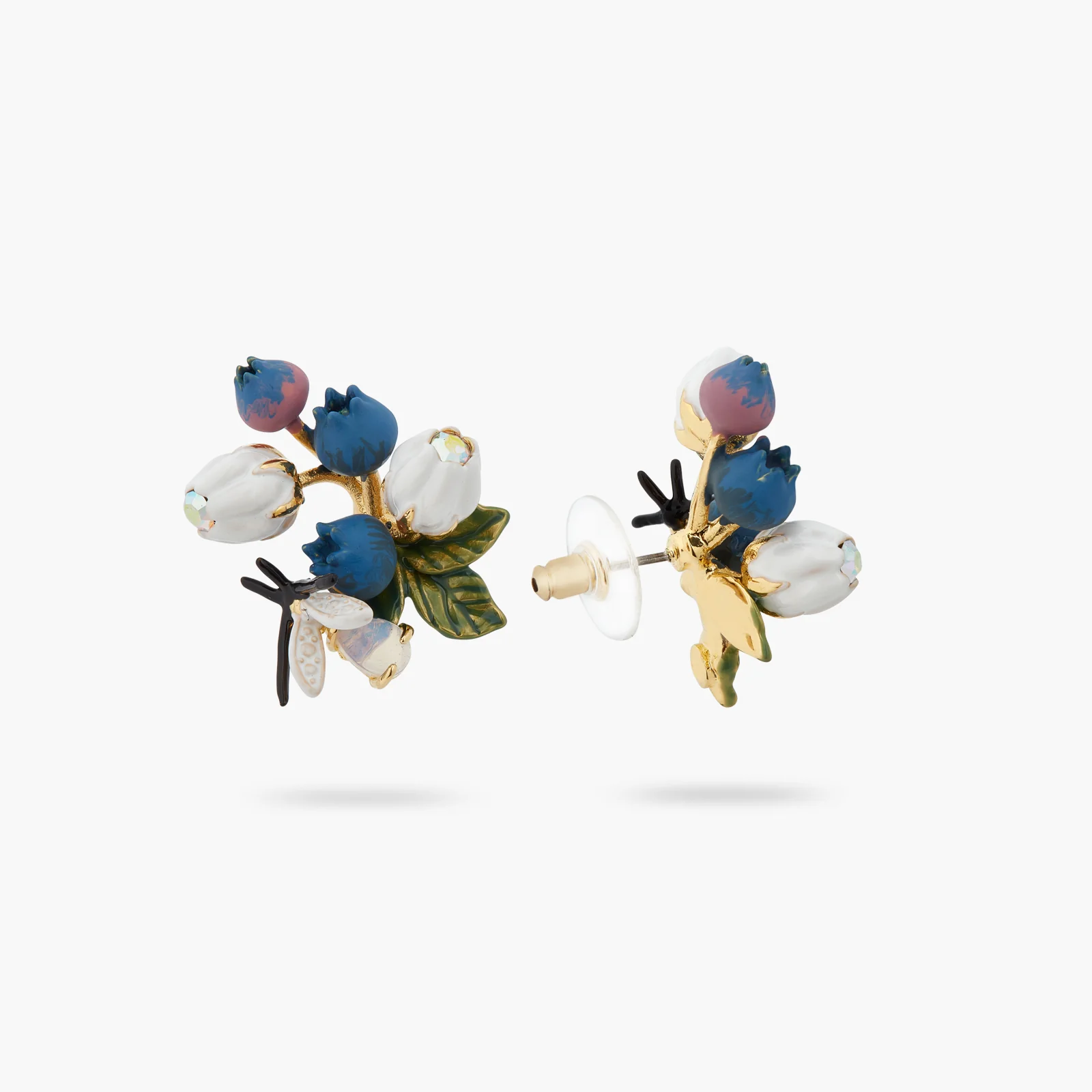 Blueberry, White Flower and Firefly Post Earrings - Image 2