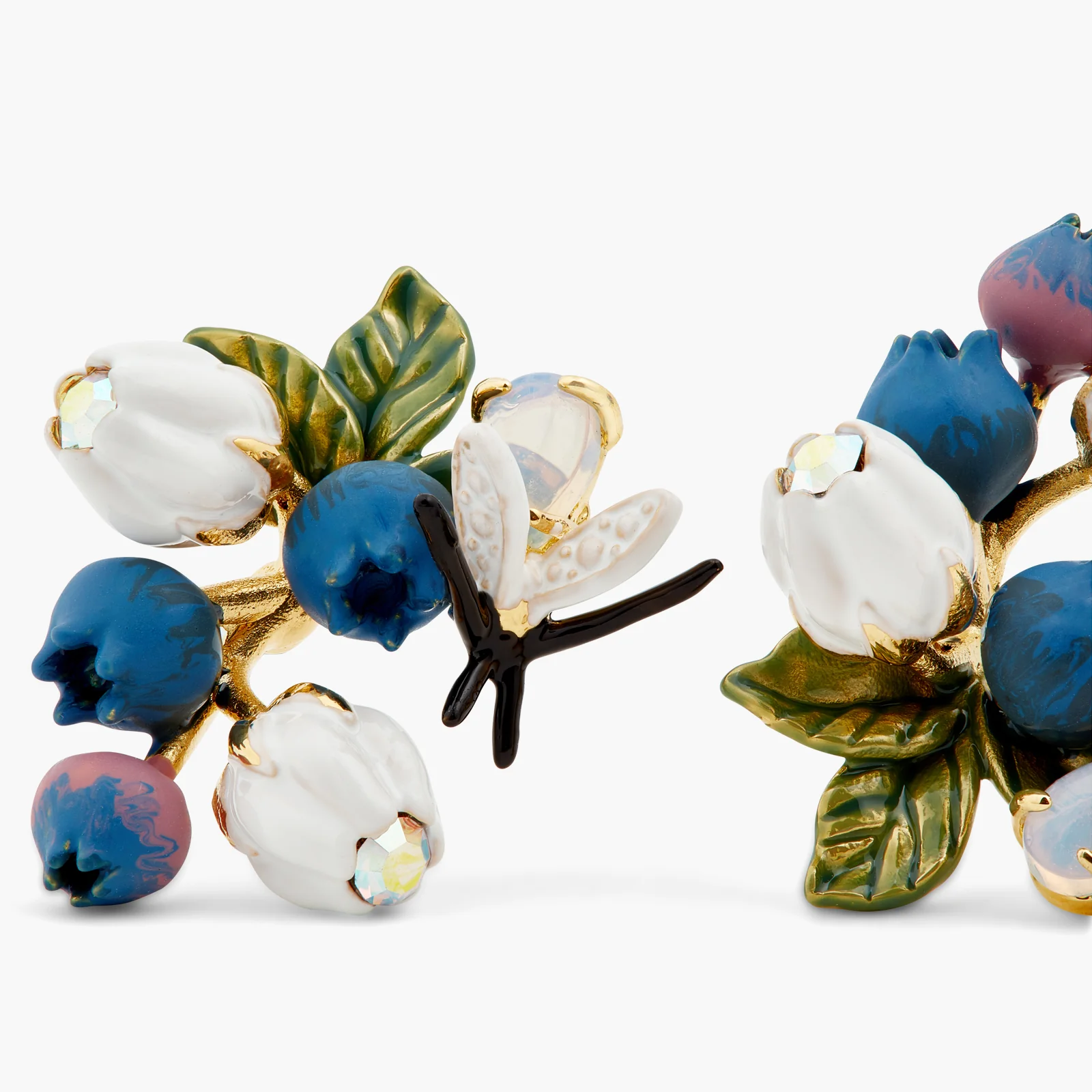 Blueberry, White Flower and Firefly Post Earrings - Image 3