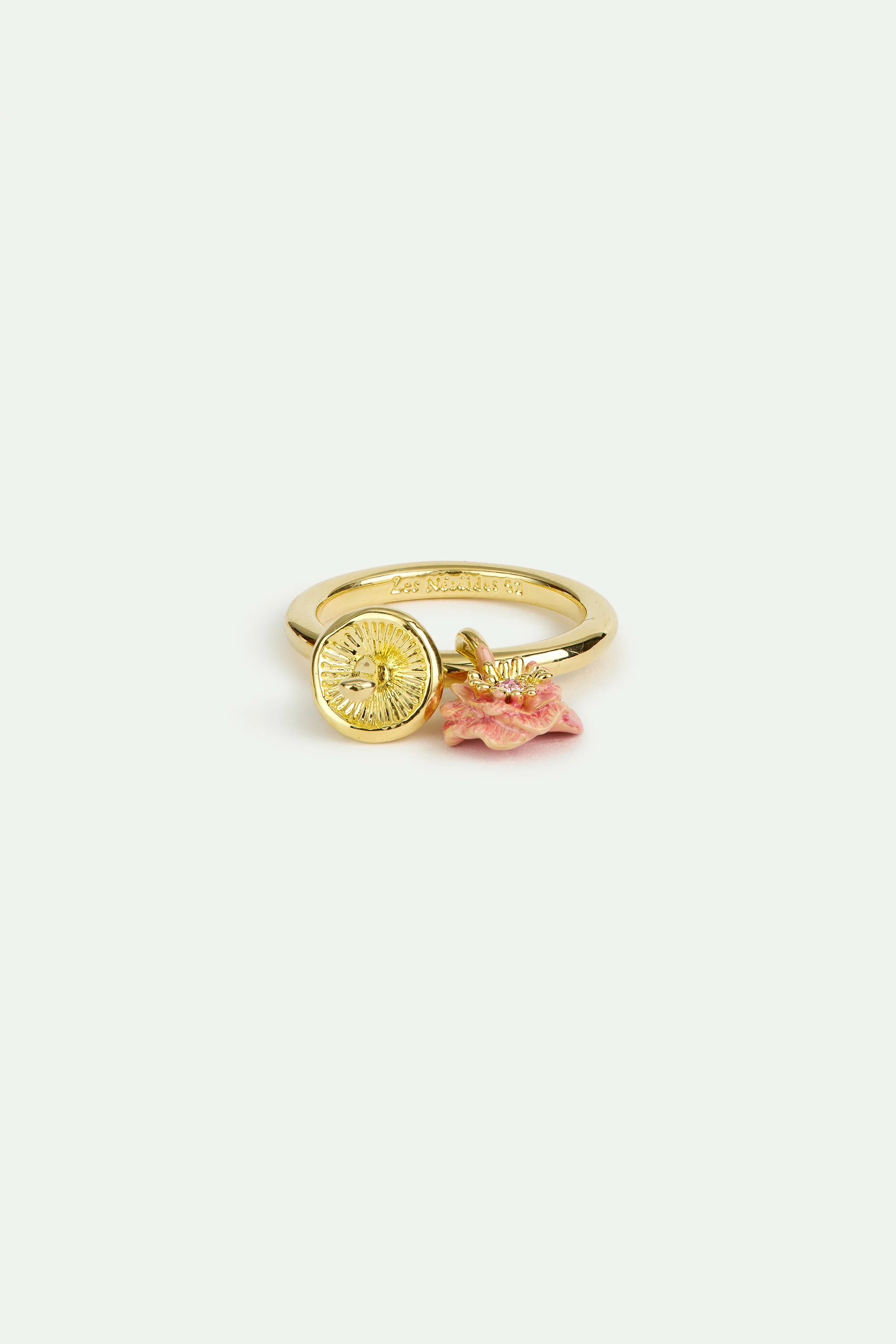 Charm Ring with Pink Anemone and Gold Mushroom - Image 2
