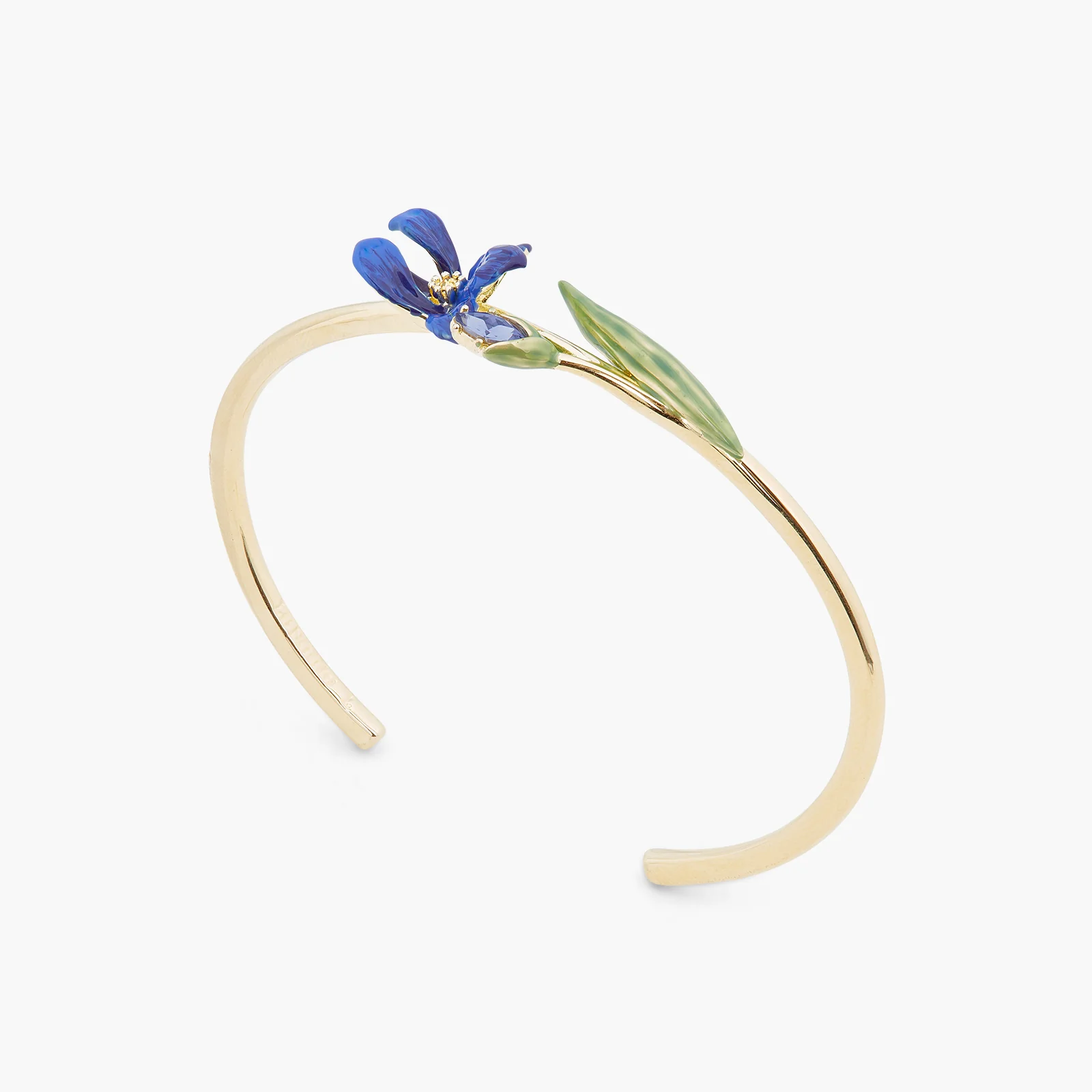 Siberian Iris and Faceted Glass Bangle Bracelet - Image 2