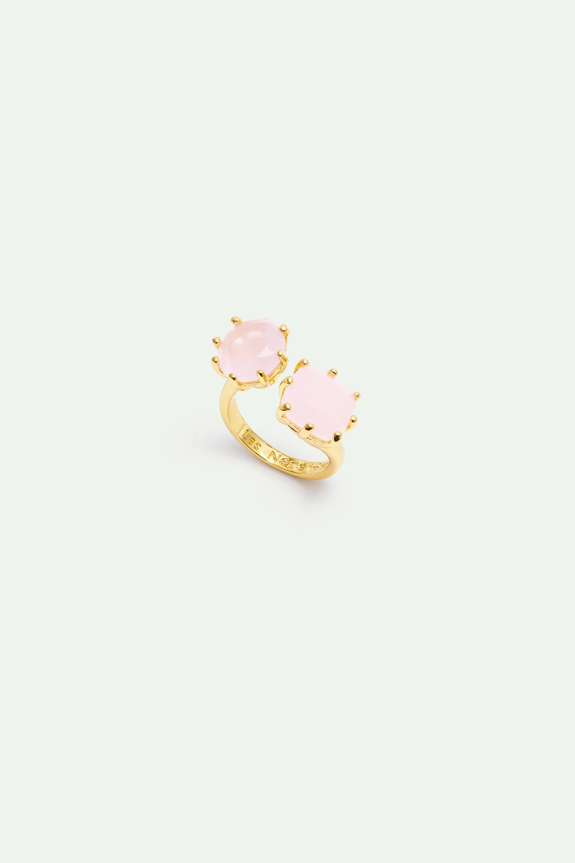 Diamantine Adjustable Ring with 2 Light Pink Stones