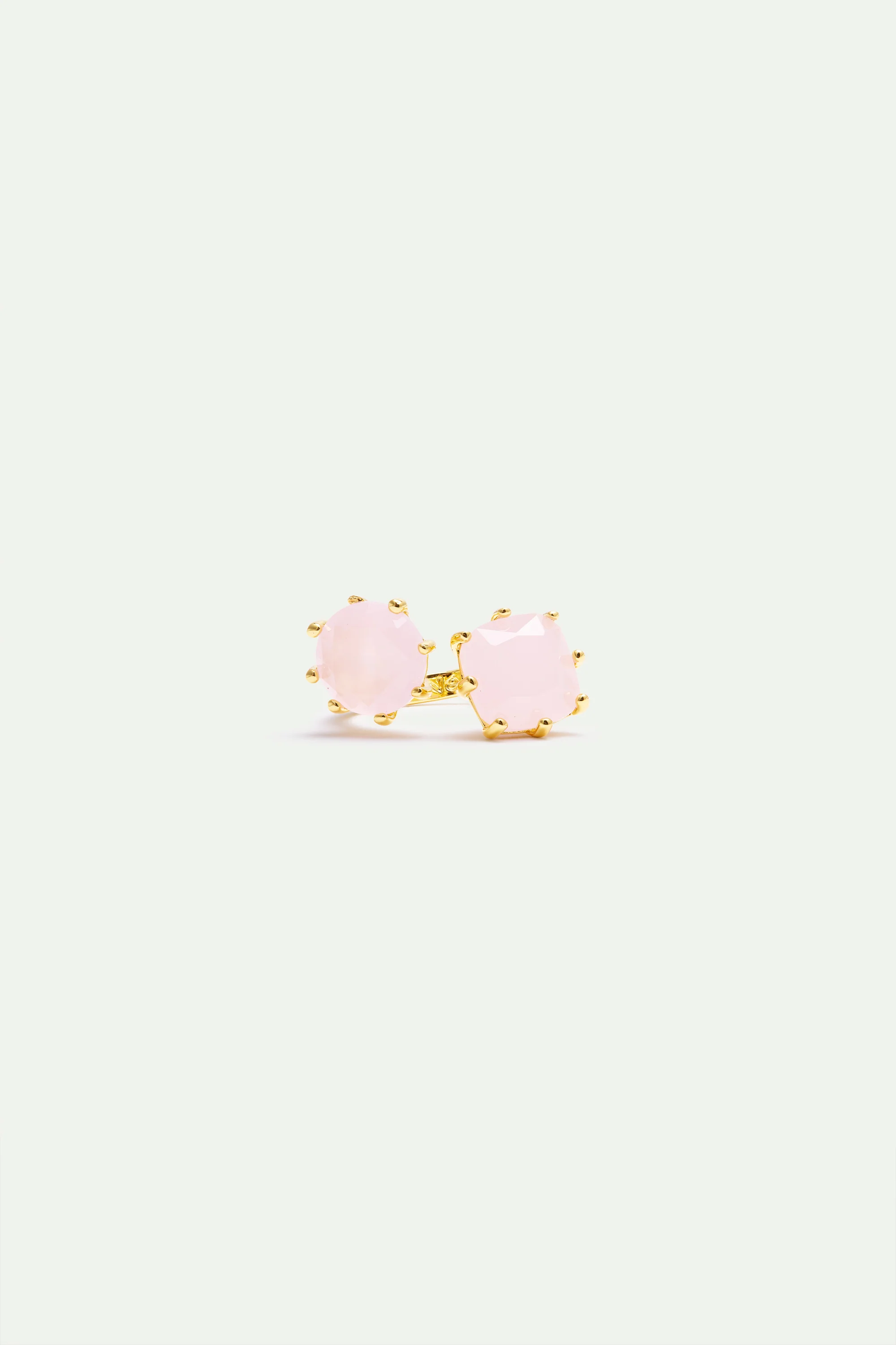 Diamantine Adjustable Ring with 2 Light Pink Stones - Image 2