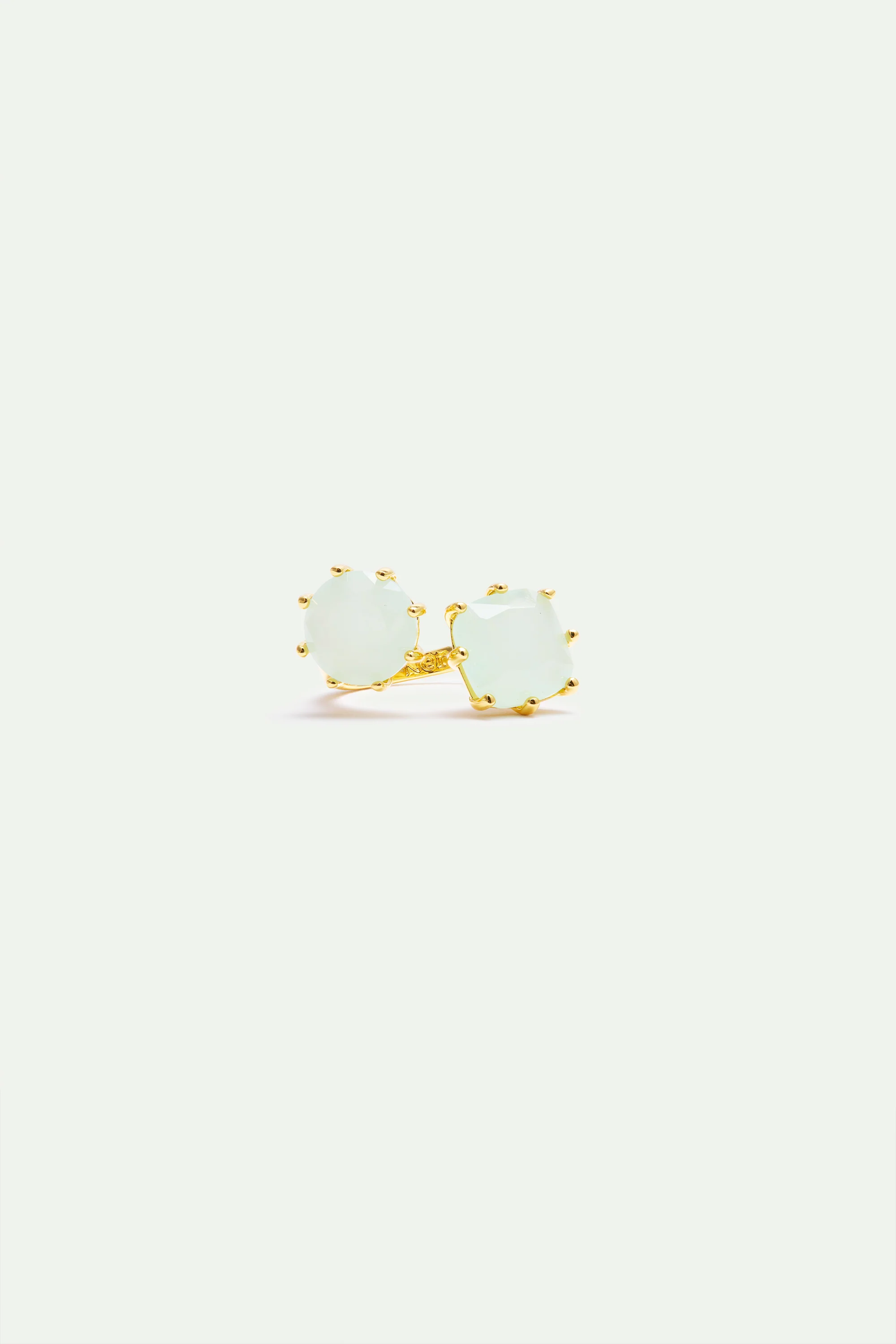 Diamantine Adjustable Ring with 2 Sea Green Stones - Image 2