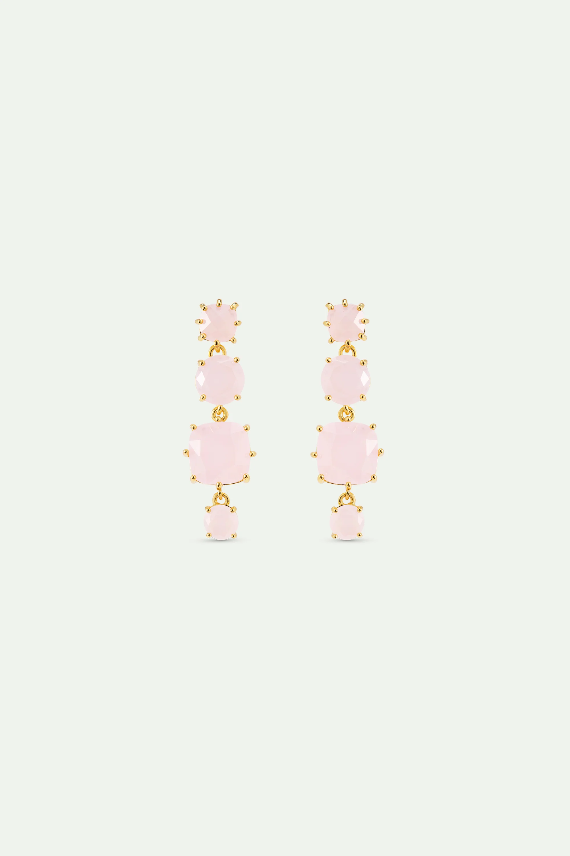 Diamantine Post Earrings with 4 Light Pink Stones