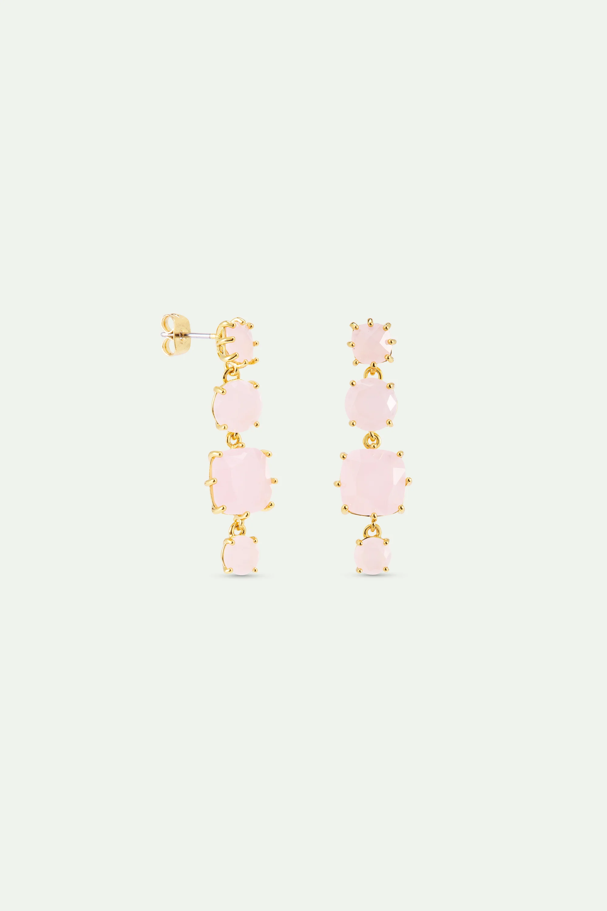 Diamantine Post Earrings with 4 Light Pink Stones - Image 2