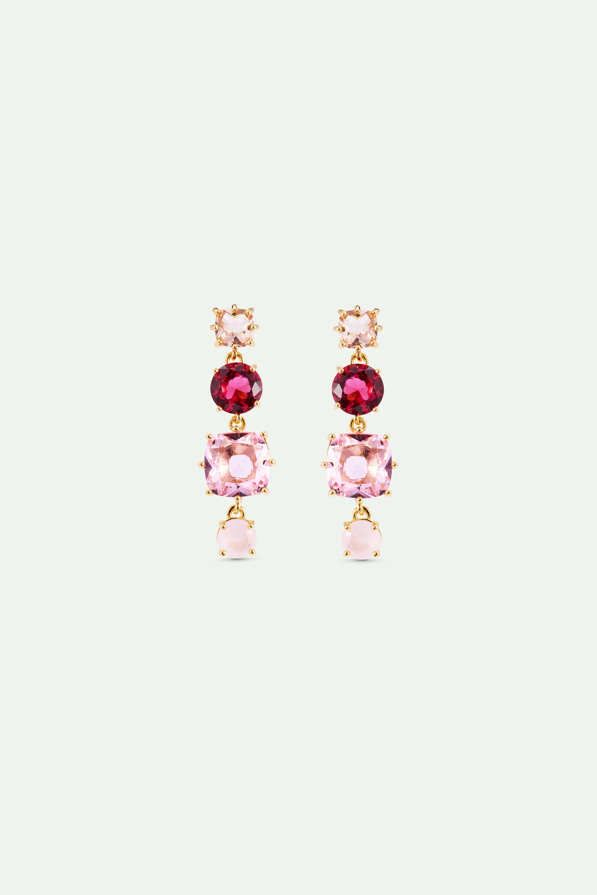Diamantine Post Earrings with 4 Rosa Centifolia Stones