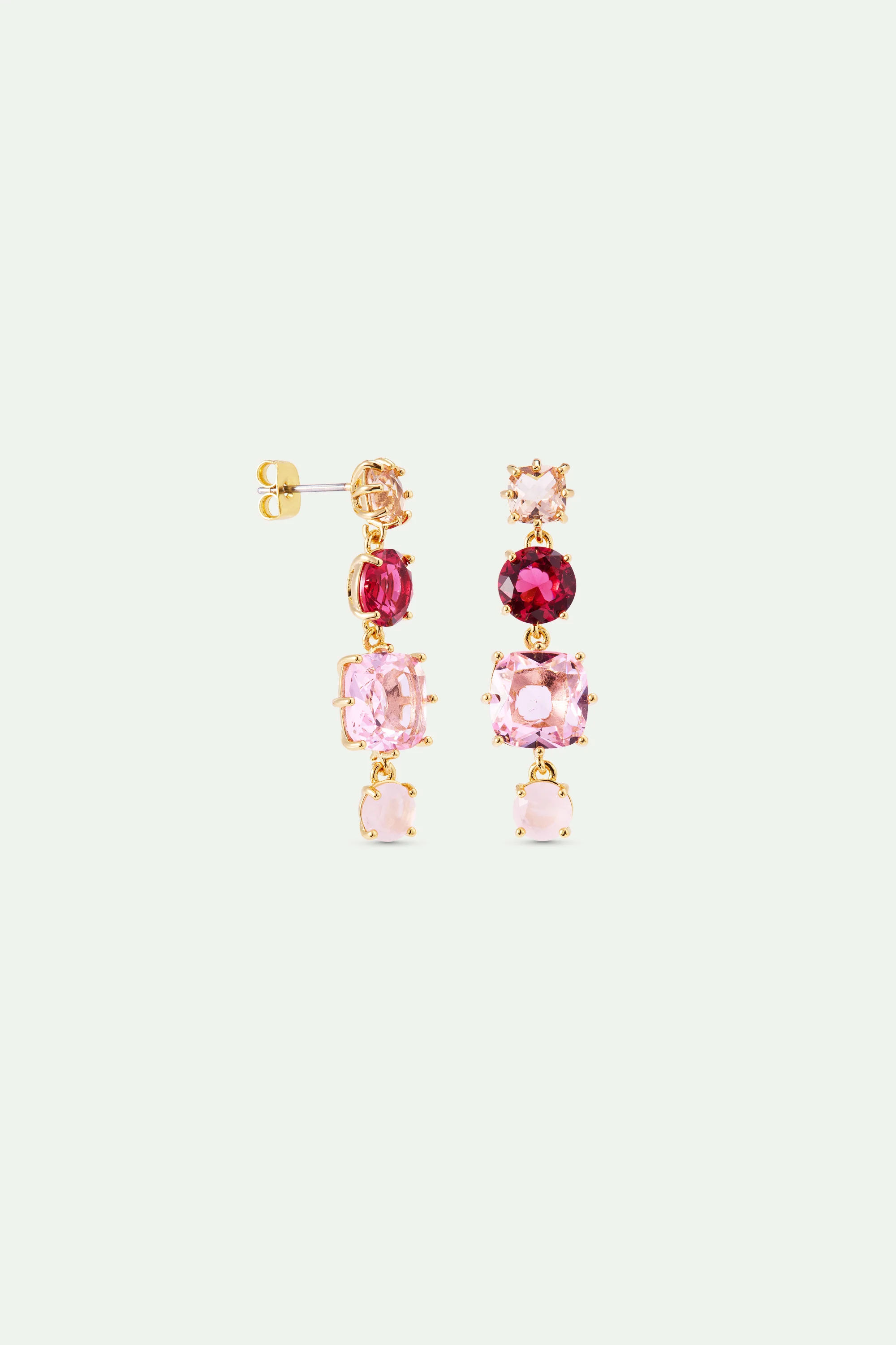 Diamantine Post Earrings with 4 Rosa Centifolia Stones - Image 2