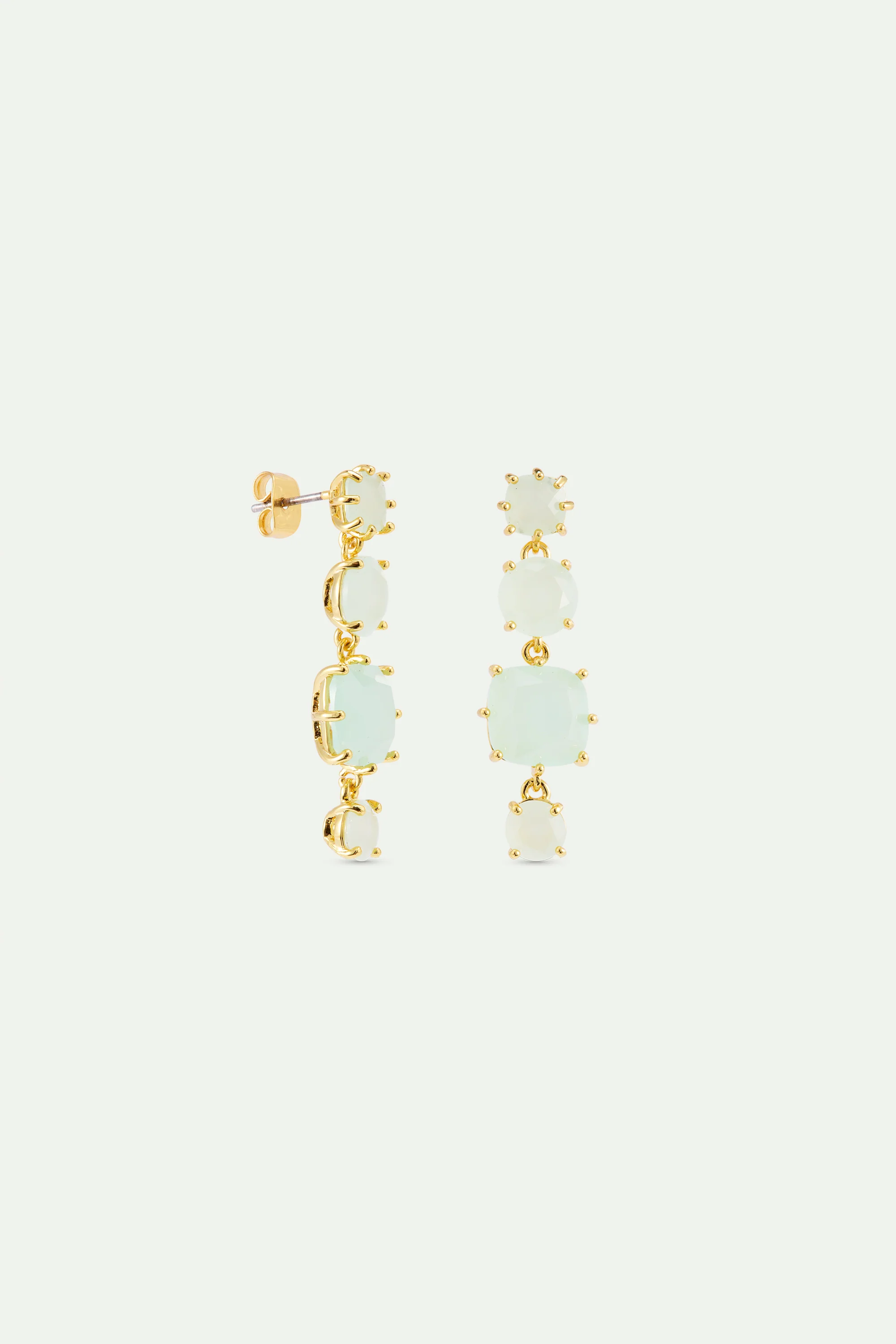 Diamantine Post Earrings with 4 Sea Green Stones - Image 2