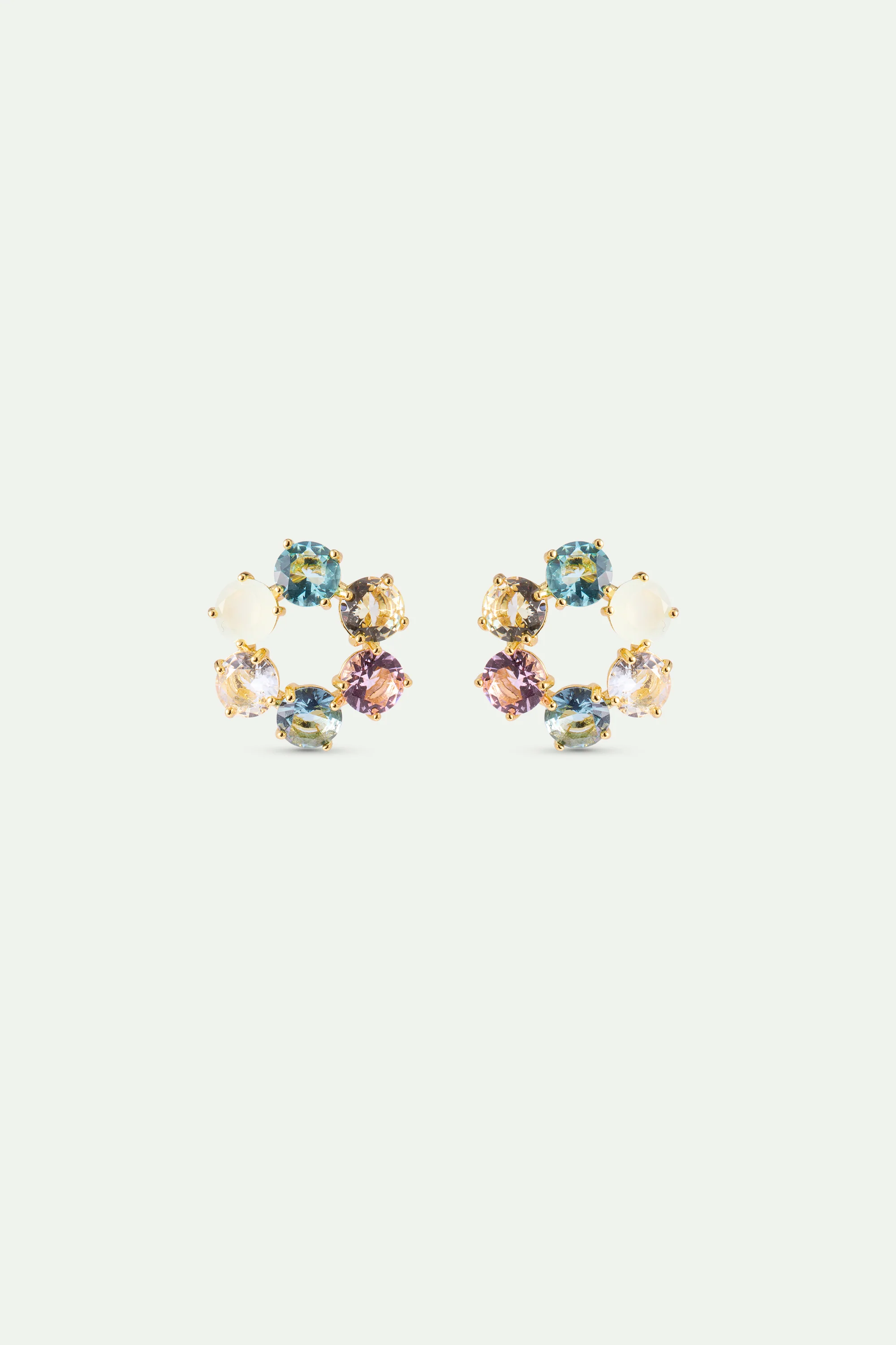 Diamantine Sleeper Earrings with 6 Acqua Azzura Stones