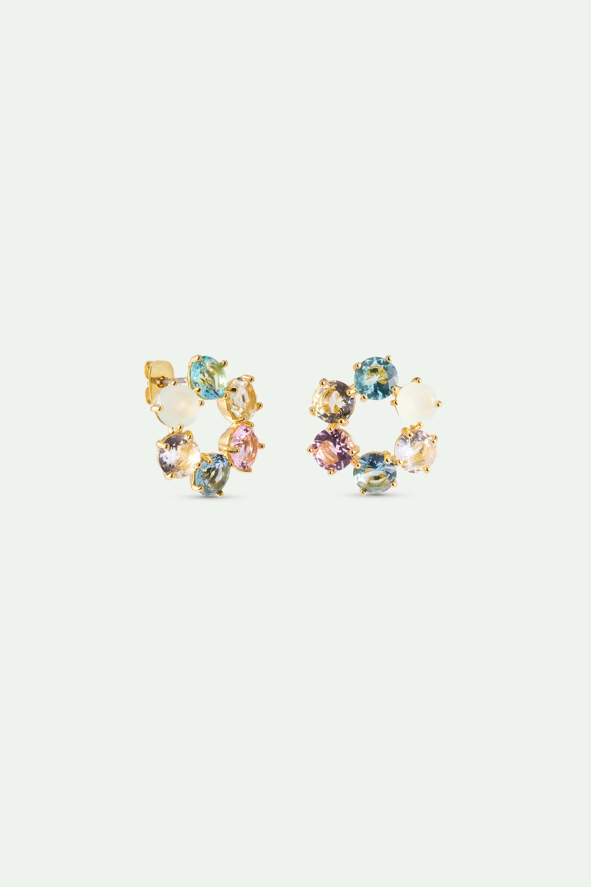 Diamantine Sleeper Earrings with 6 Acqua Azzura Stones - Image 2