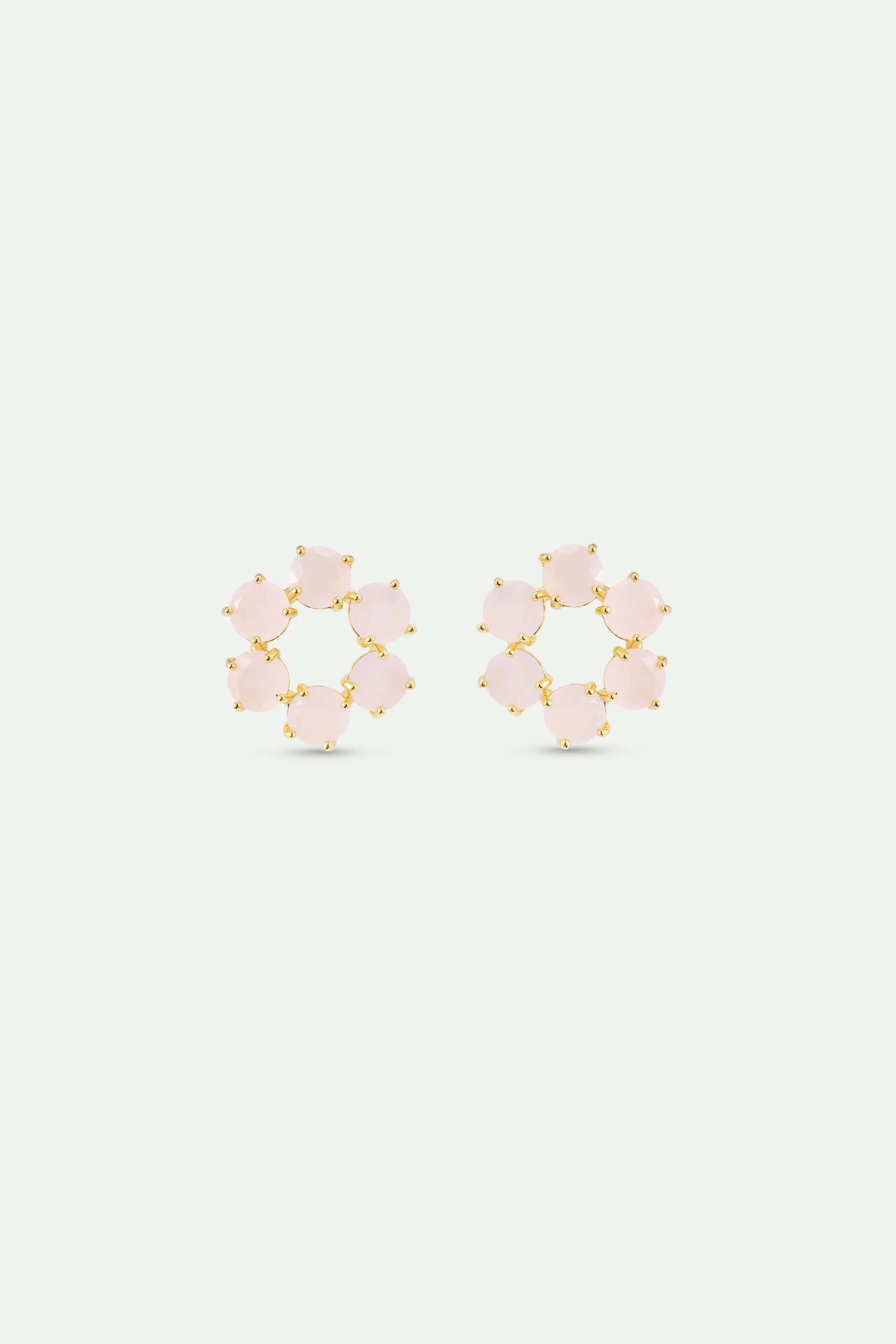 Diamantine Sleeper Earrings with 6 Light Pink Stones