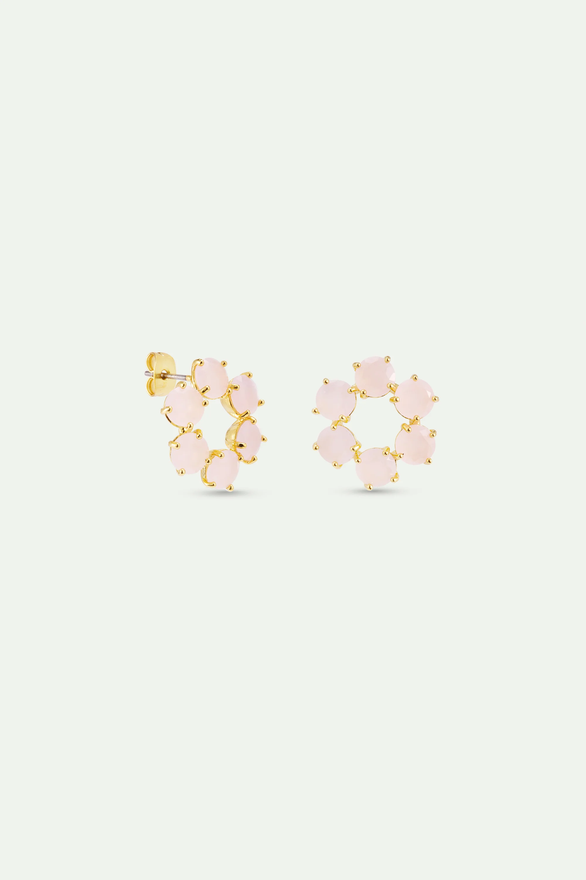 Diamantine Sleeper Earrings with 6 Light Pink Stones - Image 2