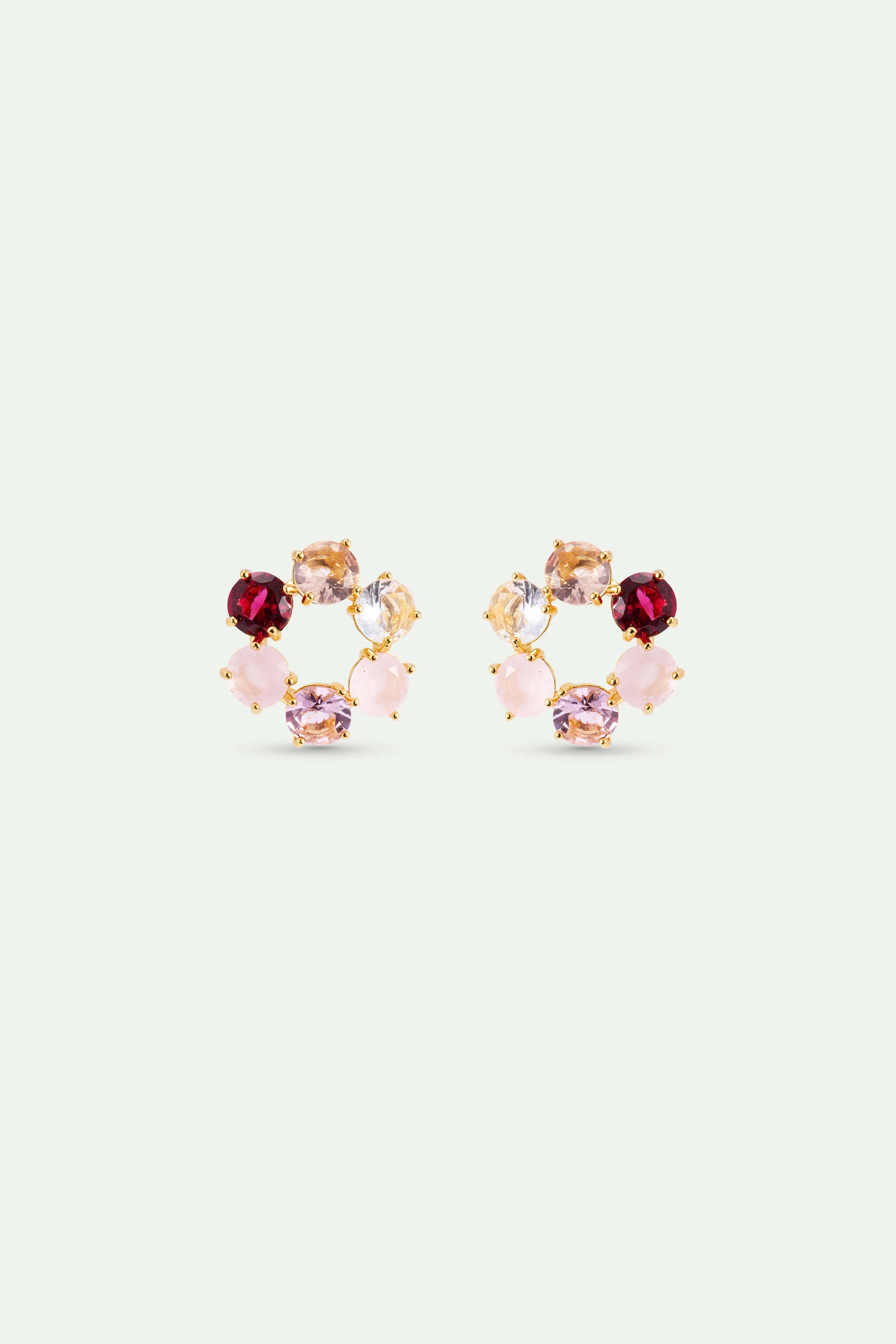 Diamantine Sleeper Earrings with 6 Rosa Centifolia Stones