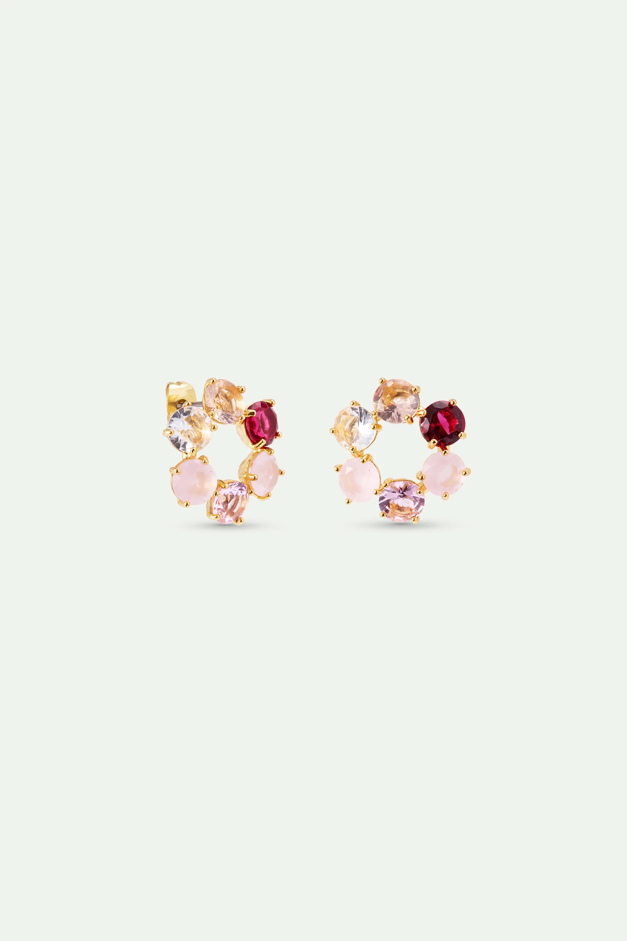Diamantine Sleeper Earrings with 6 Rosa Centifolia Stones - Image 2