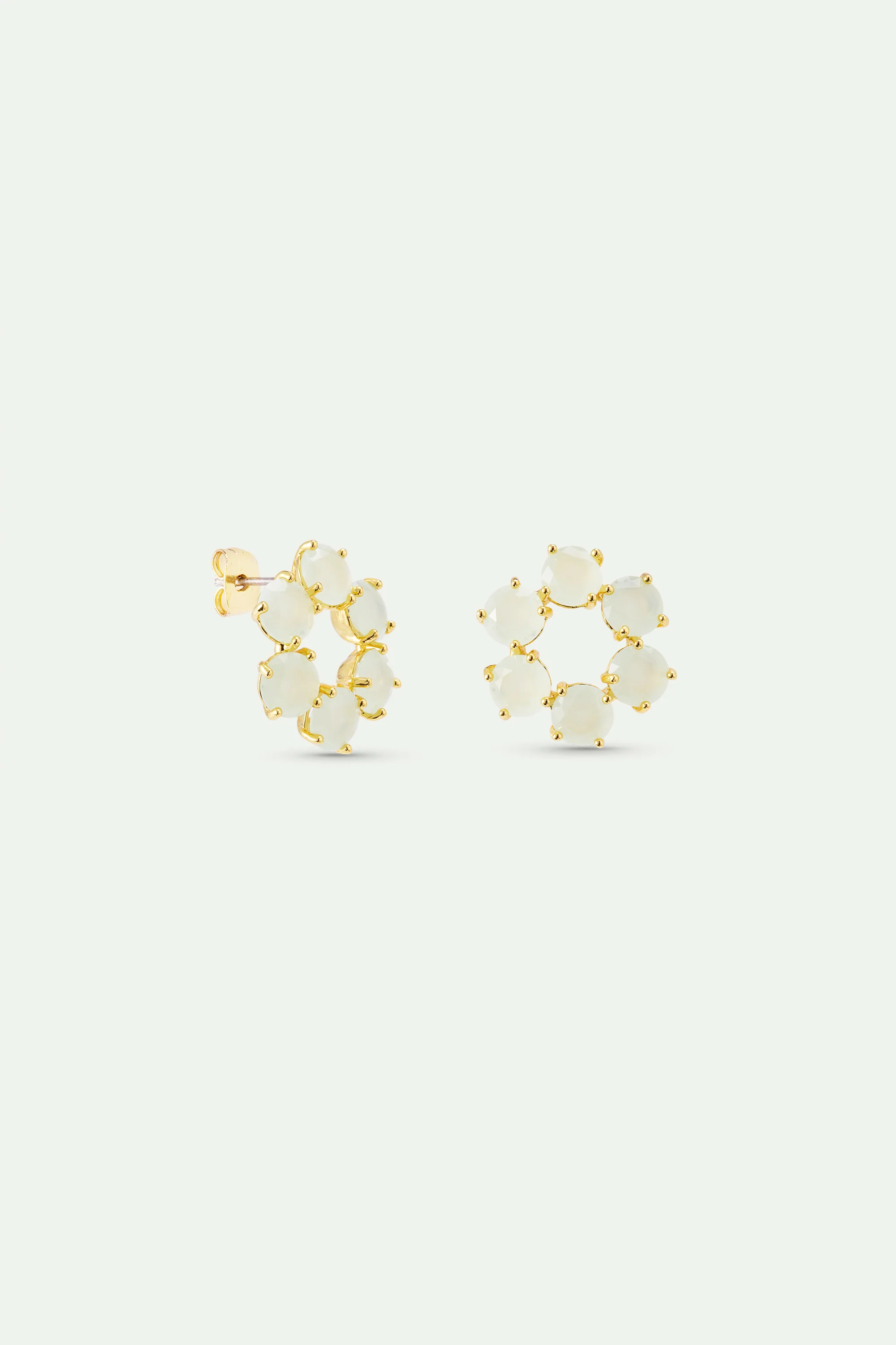 Diamantine Sleeper Earrings with 6 Sea Green Stones - Image 2
