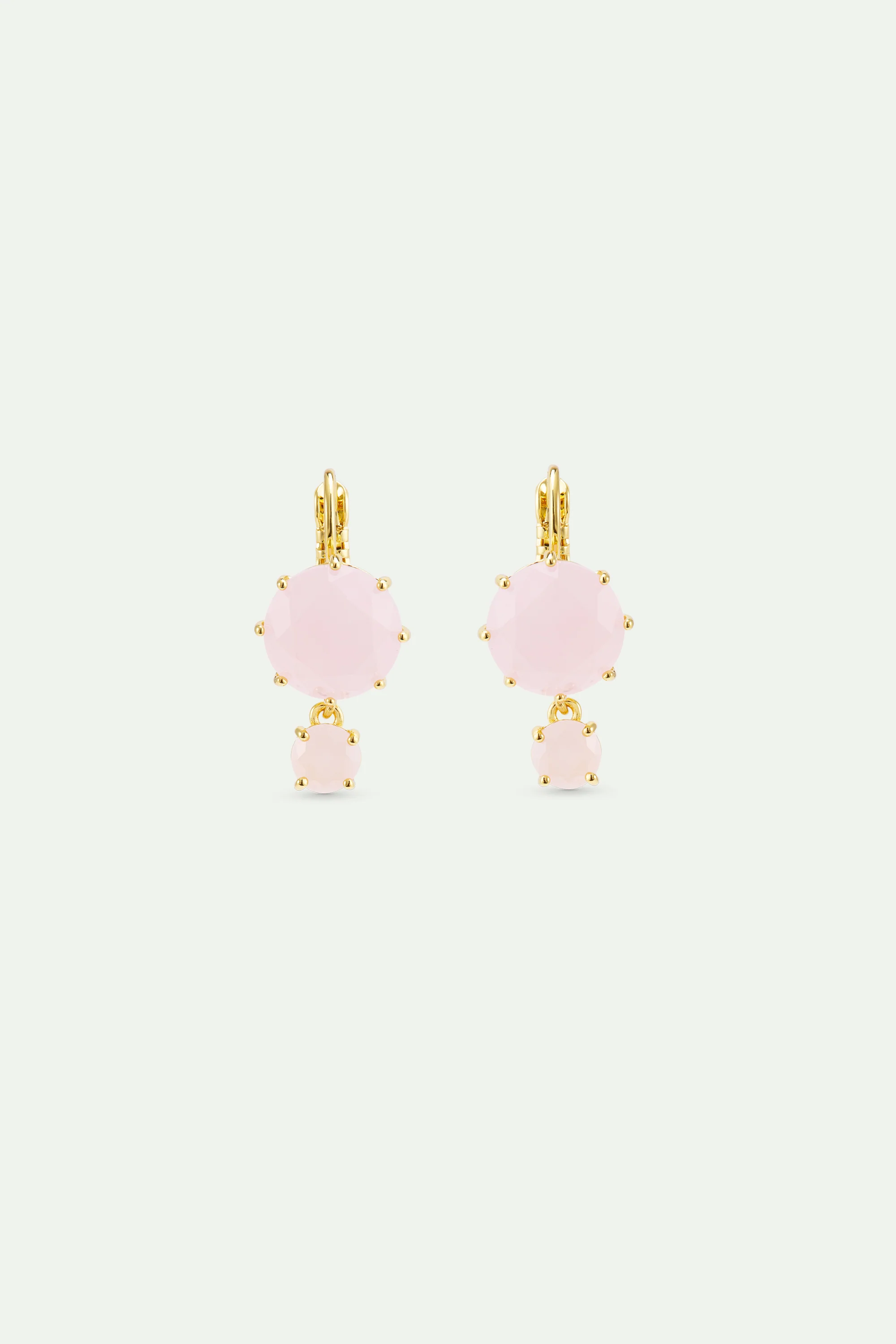 Diamantine Sleeper Earrings with Round Light Pink Stones