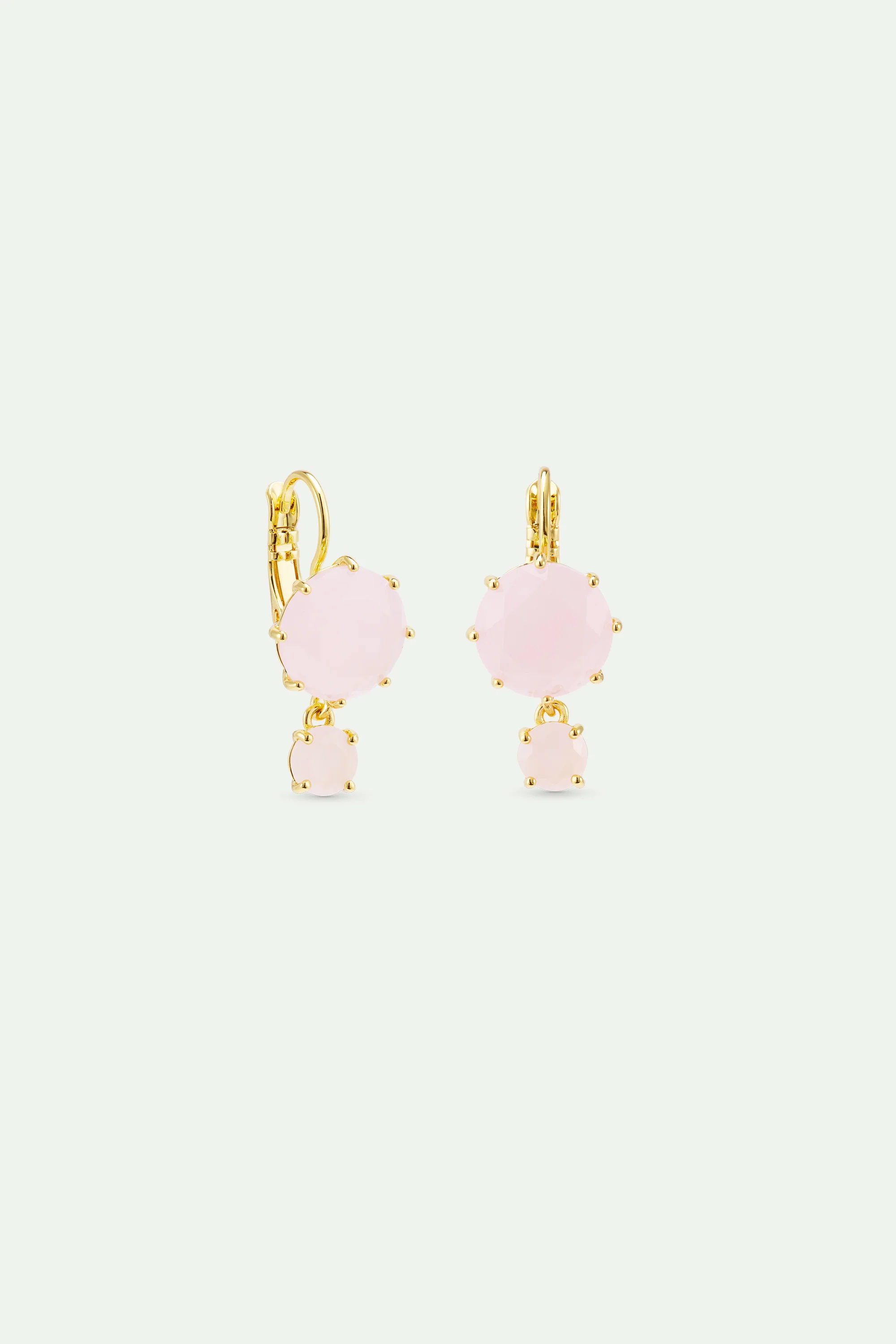 Diamantine Sleeper Earrings with Round Light Pink Stones - Image 2