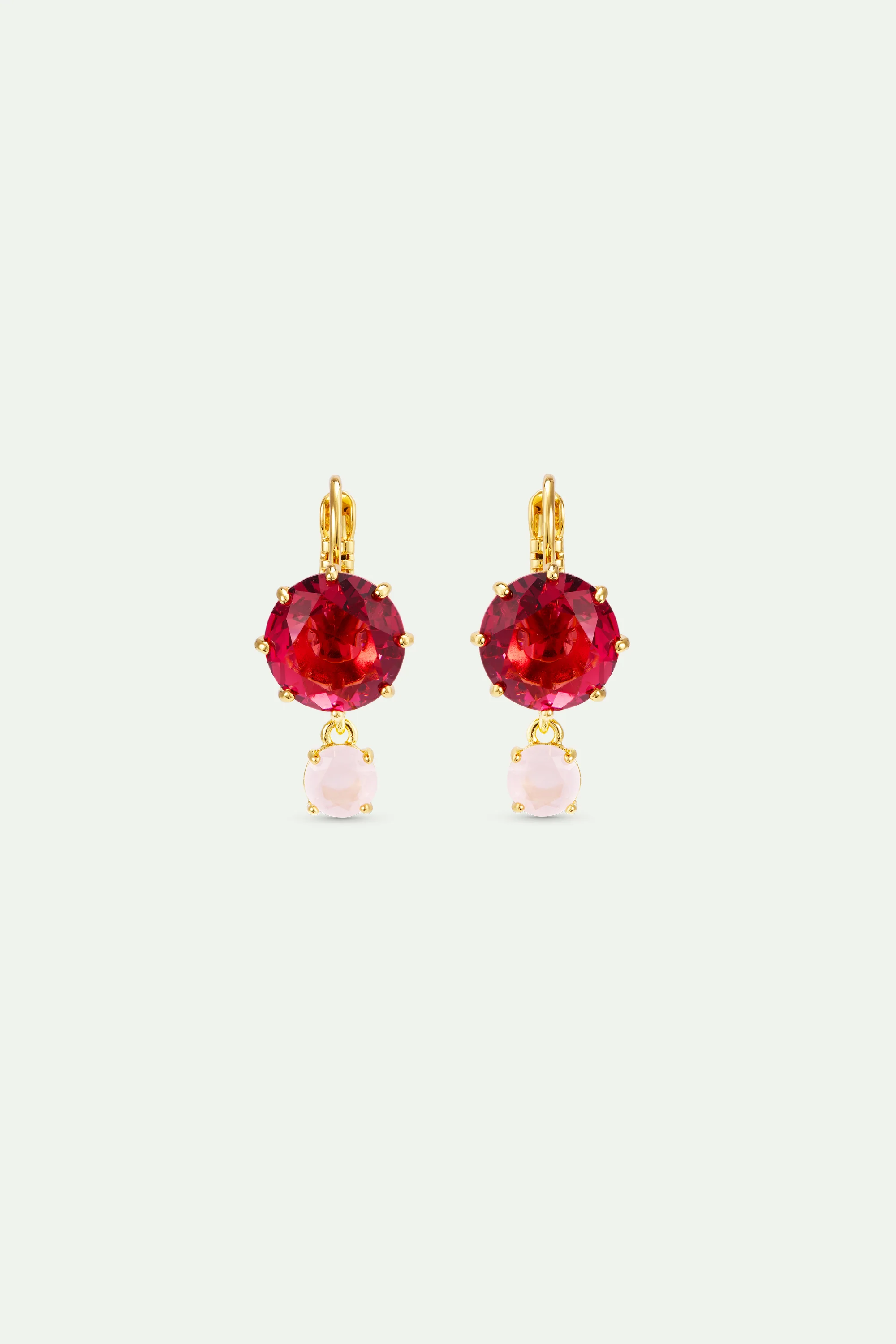 Diamantine Sleeper Earrings with Round Rosa Centifolia Stones