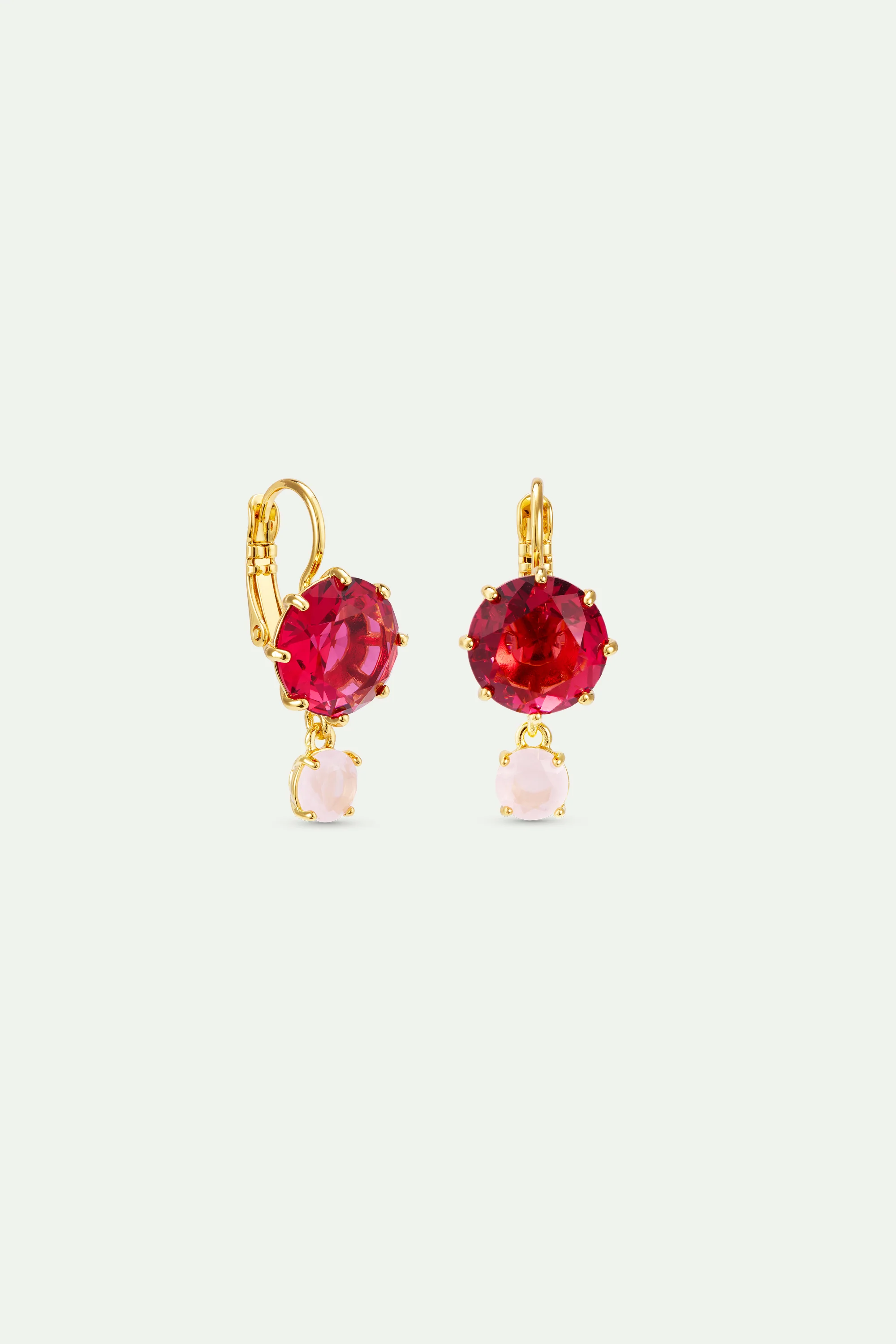 Diamantine Sleeper Earrings with Round Rosa Centifolia Stones - Image 2