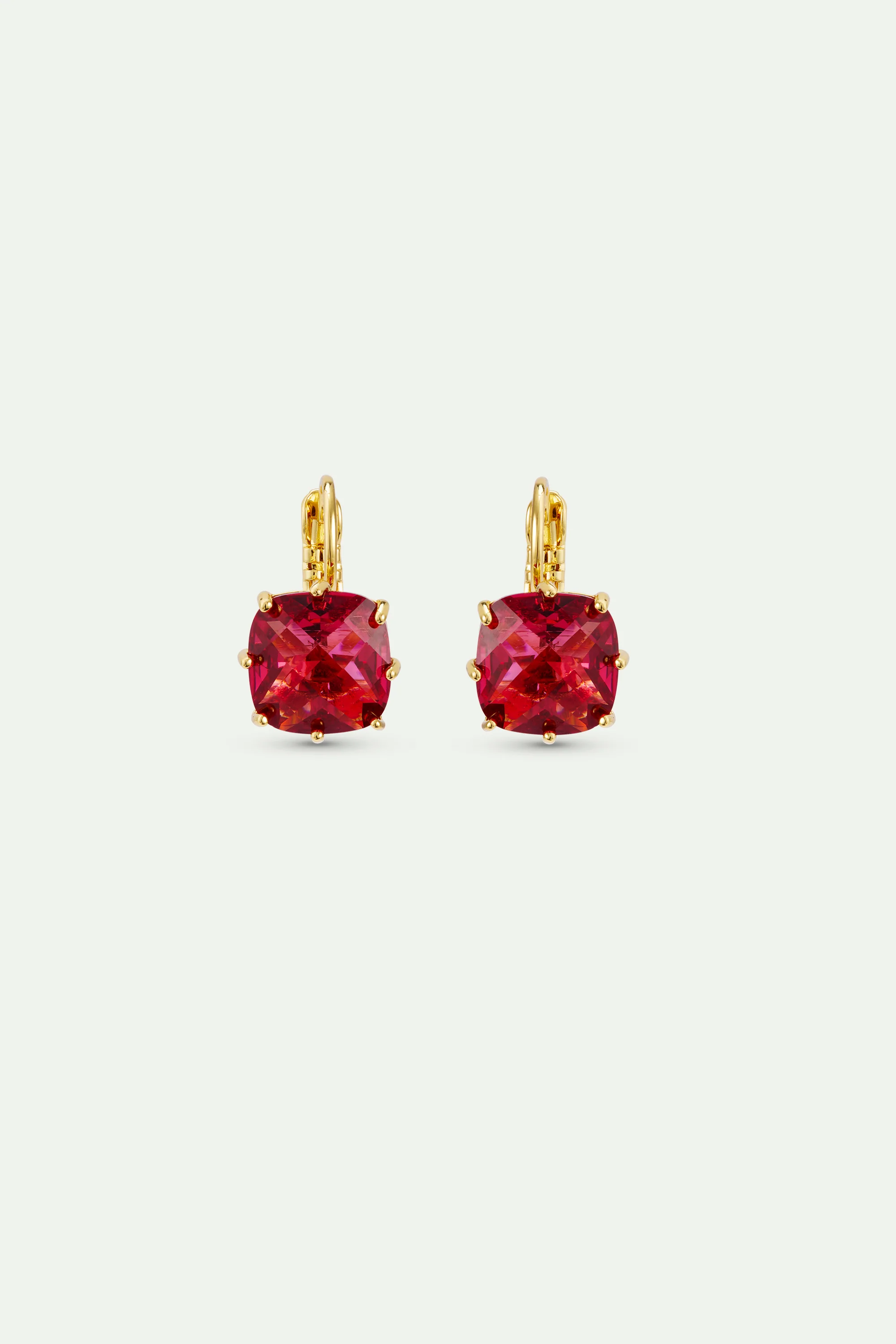 Diamantine Sleeper Earrings with Square Rosa Centifolia Stones