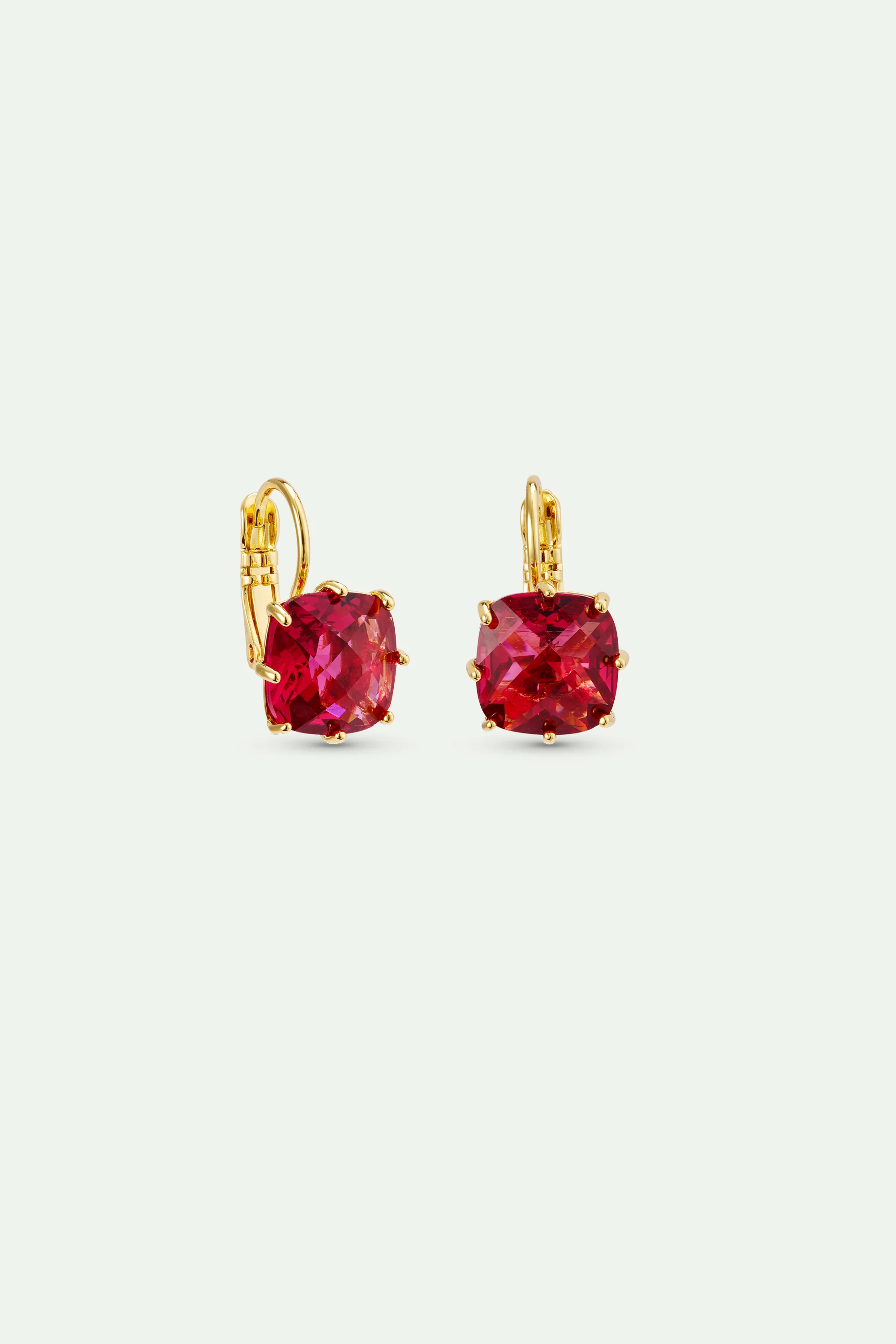Diamantine Sleeper Earrings with Square Rosa Centifolia Stones - Image 2