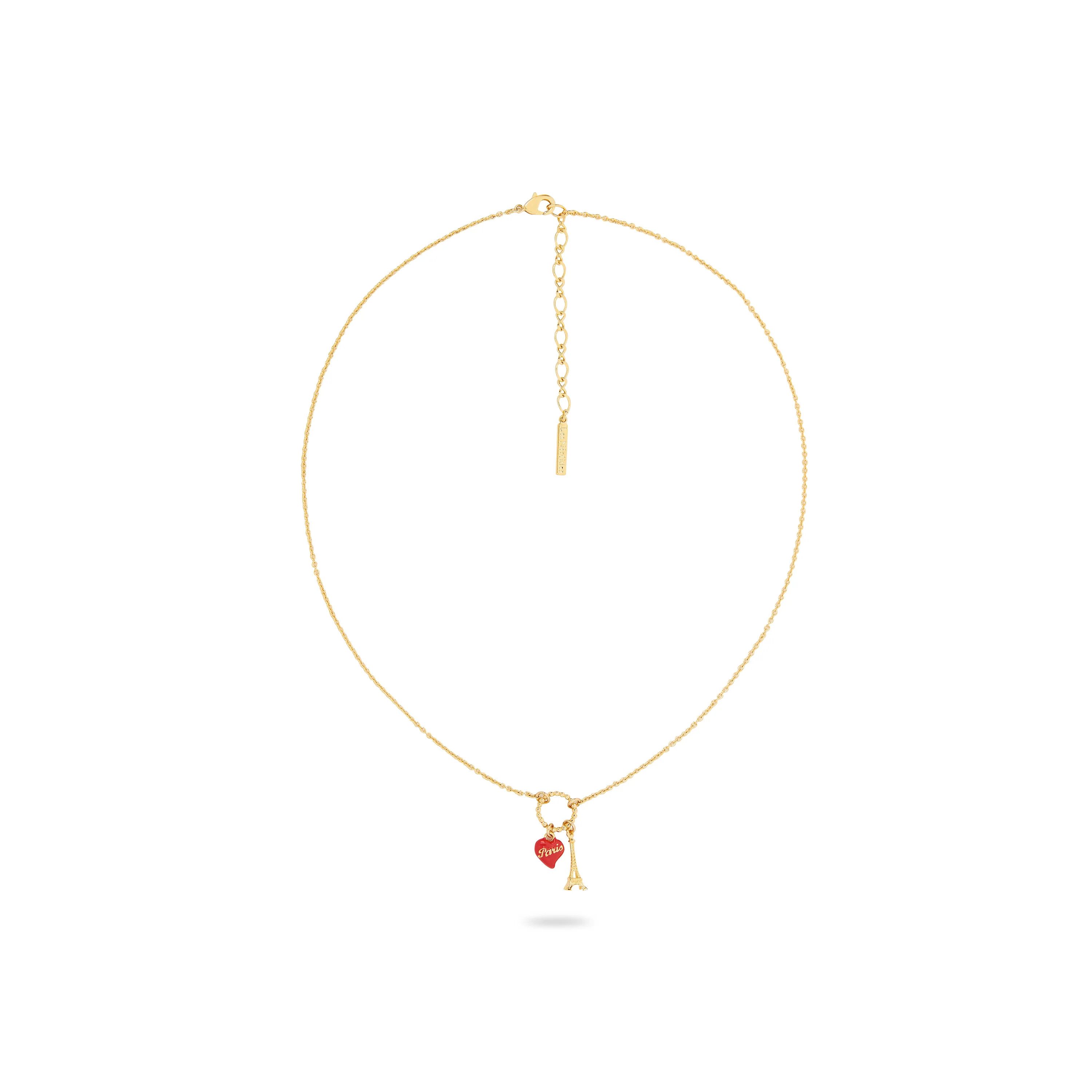 Eiffel Tower and Red Heart Pendant Charm Necklace - Image 3