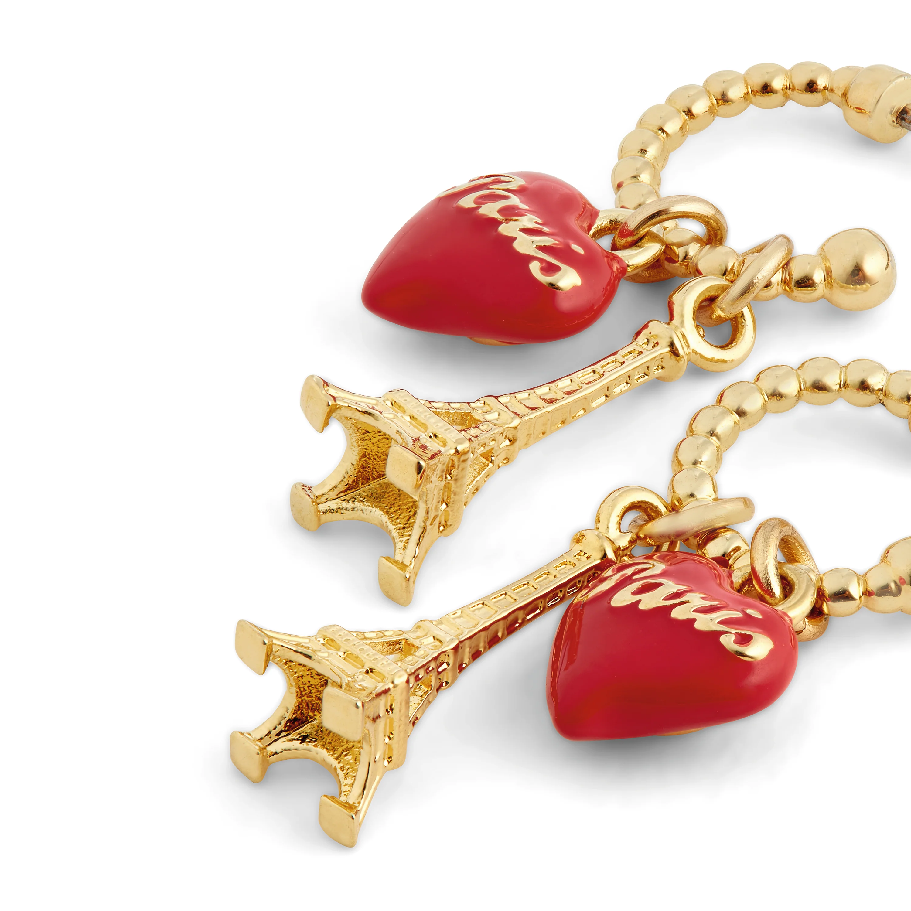 Eiffel Tower and Red Heart Post Hoop Earrings - Image 3