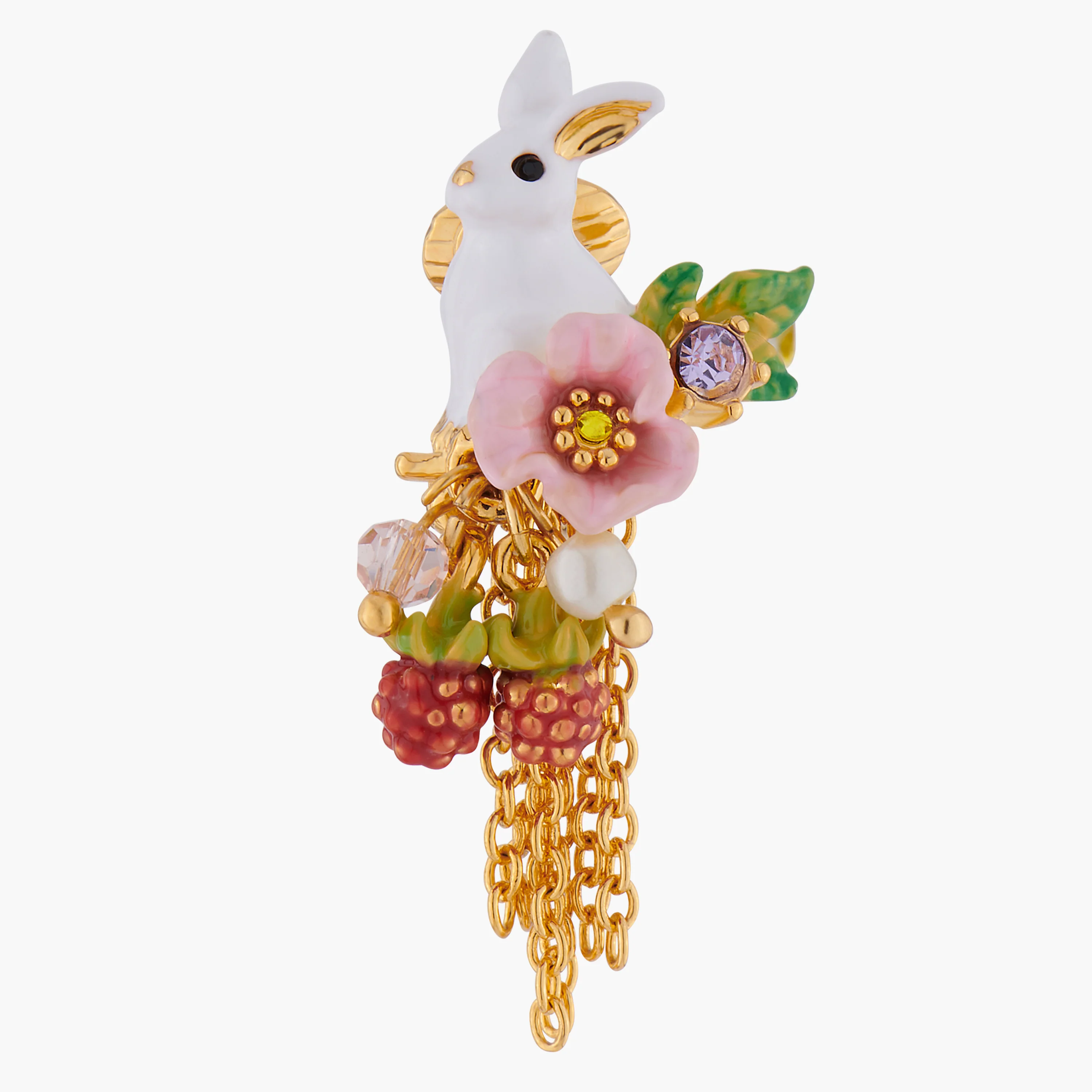 ENCHANTED ENCOUNTER Bunny and Chain Asymmetrical Clip-on Earrings - Image 4