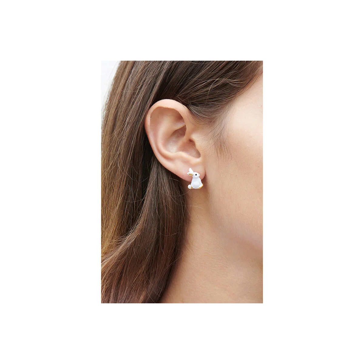 ENCHANTED ENCOUNTER Bunny and Mother-of-Pearl Dormeuses Earrings - Image 3