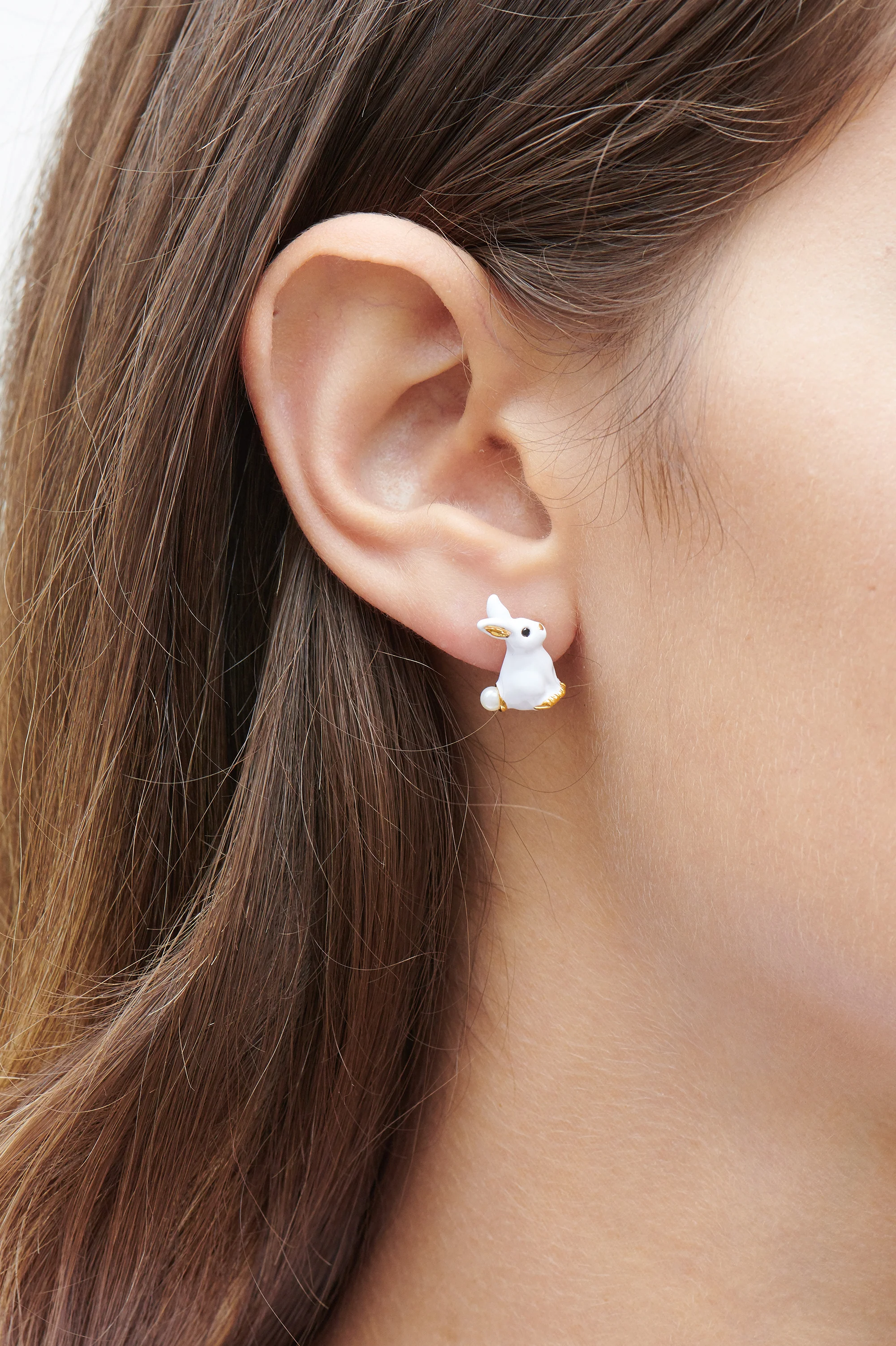 ENCHANTED ENCOUNTER Bunny and Mother-of-Pearl Stud Earrings - Image 3