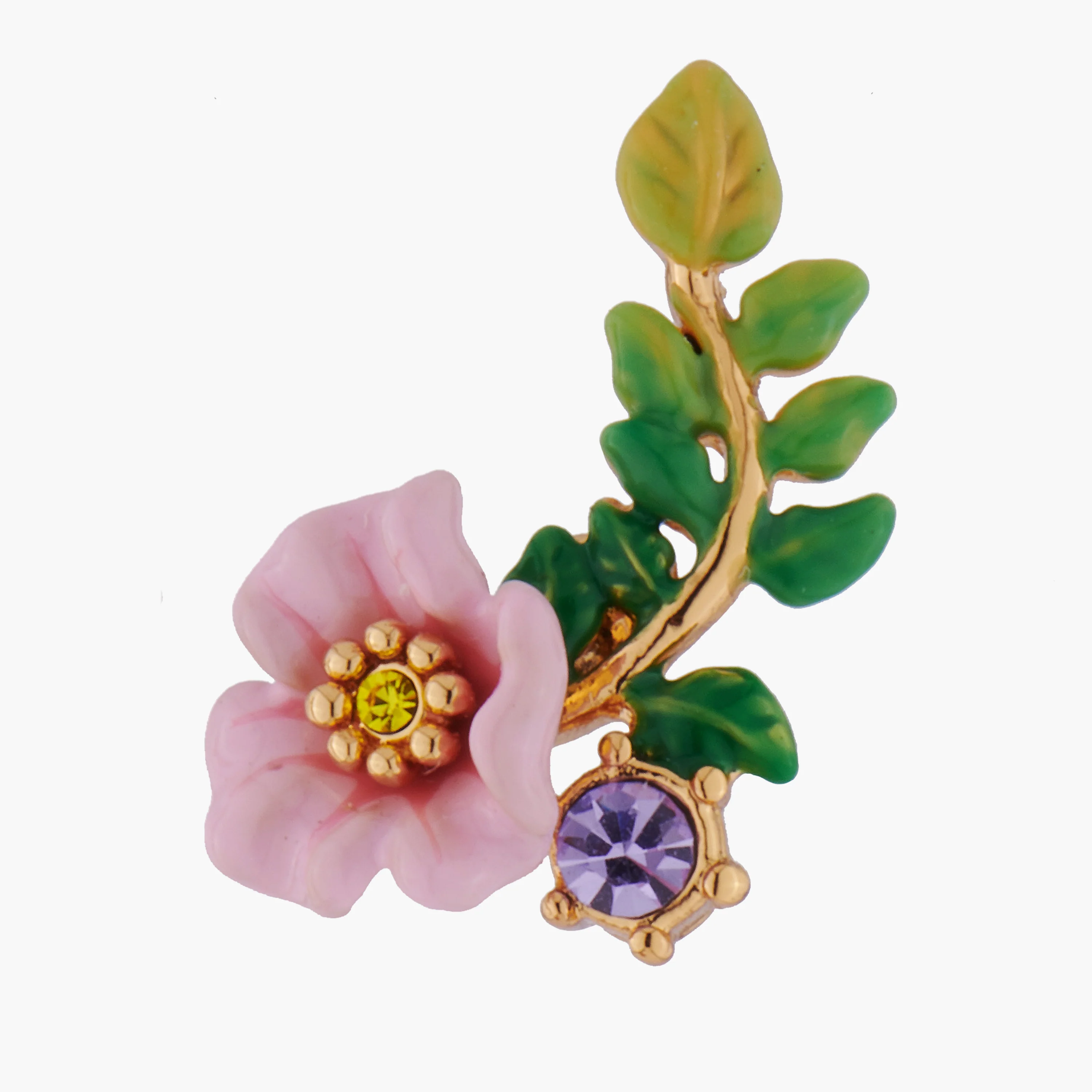 ENCHANTED ENCOUNTER Bunny and Pink flower Asymmetrical Stud Earrings - Image 4