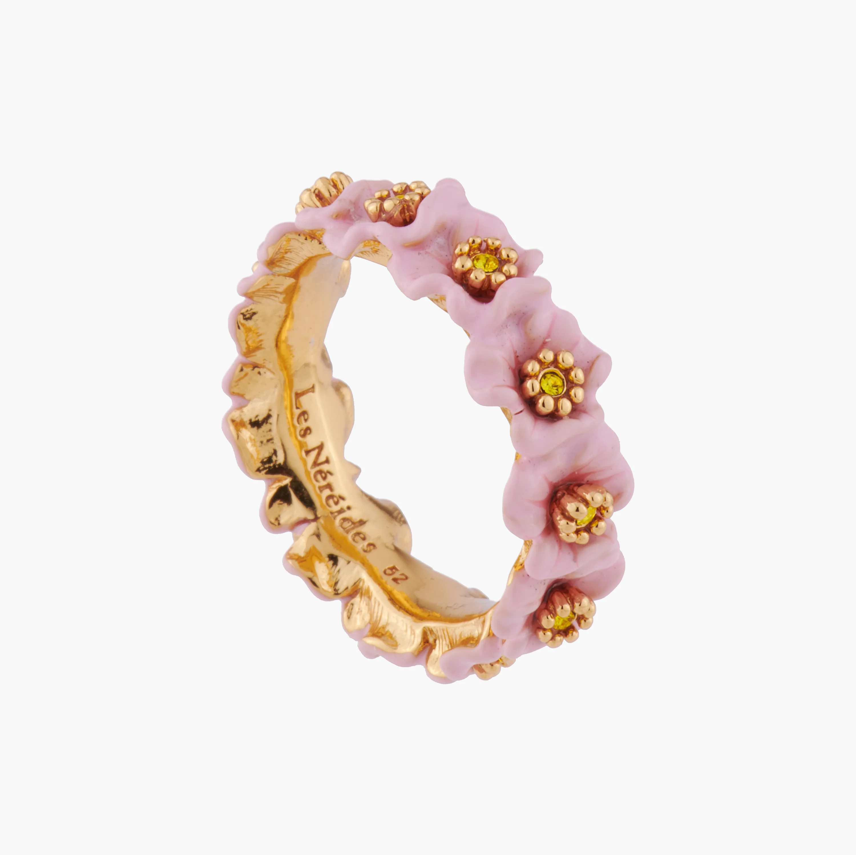 Enchanted Encounter Pink Flowers and Golden Pistils Thin Ring - Image 4