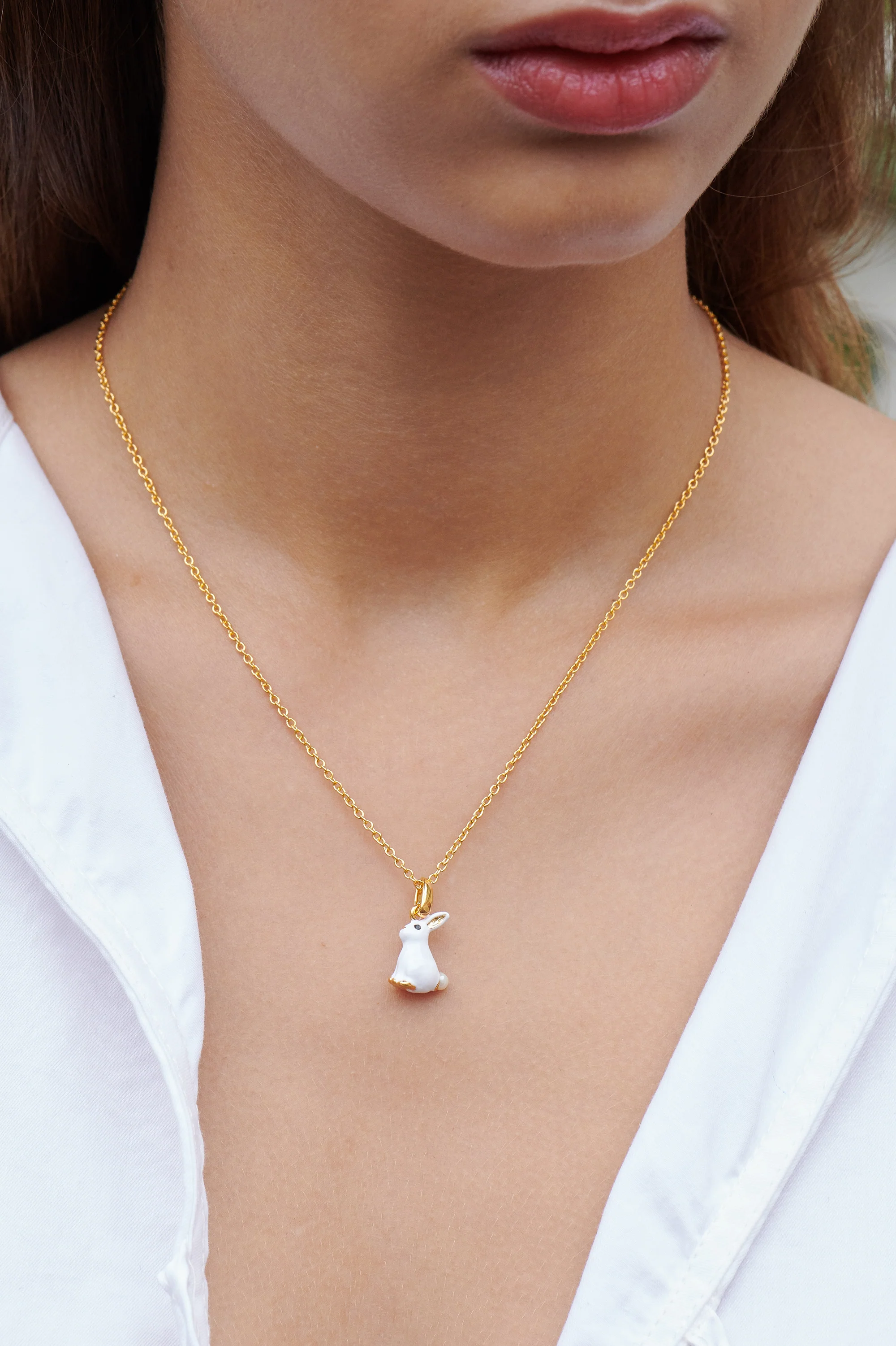Enchanted Encounter Bunny and Mother-of-Pearl Pendant Necklace - Image 3