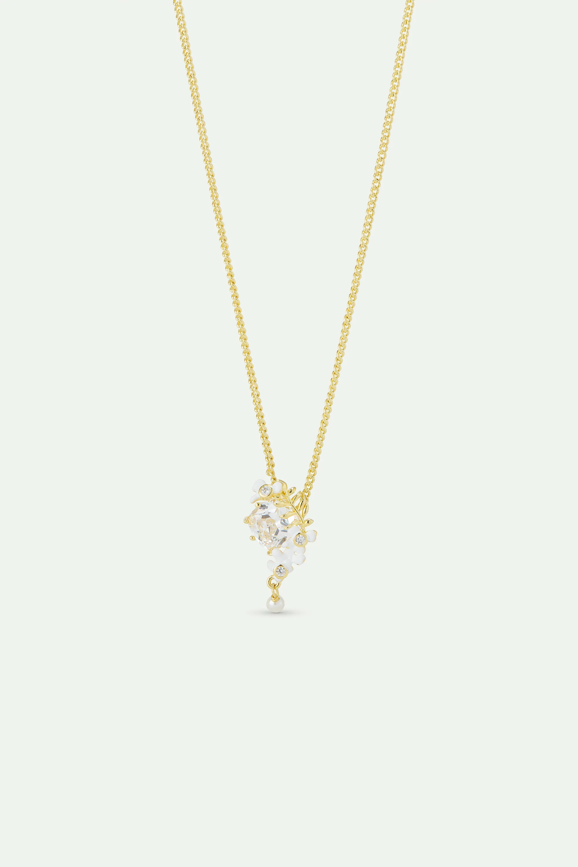 Faceted Stone - Laurel - White Wisteria and Cultured Pearl Necklace