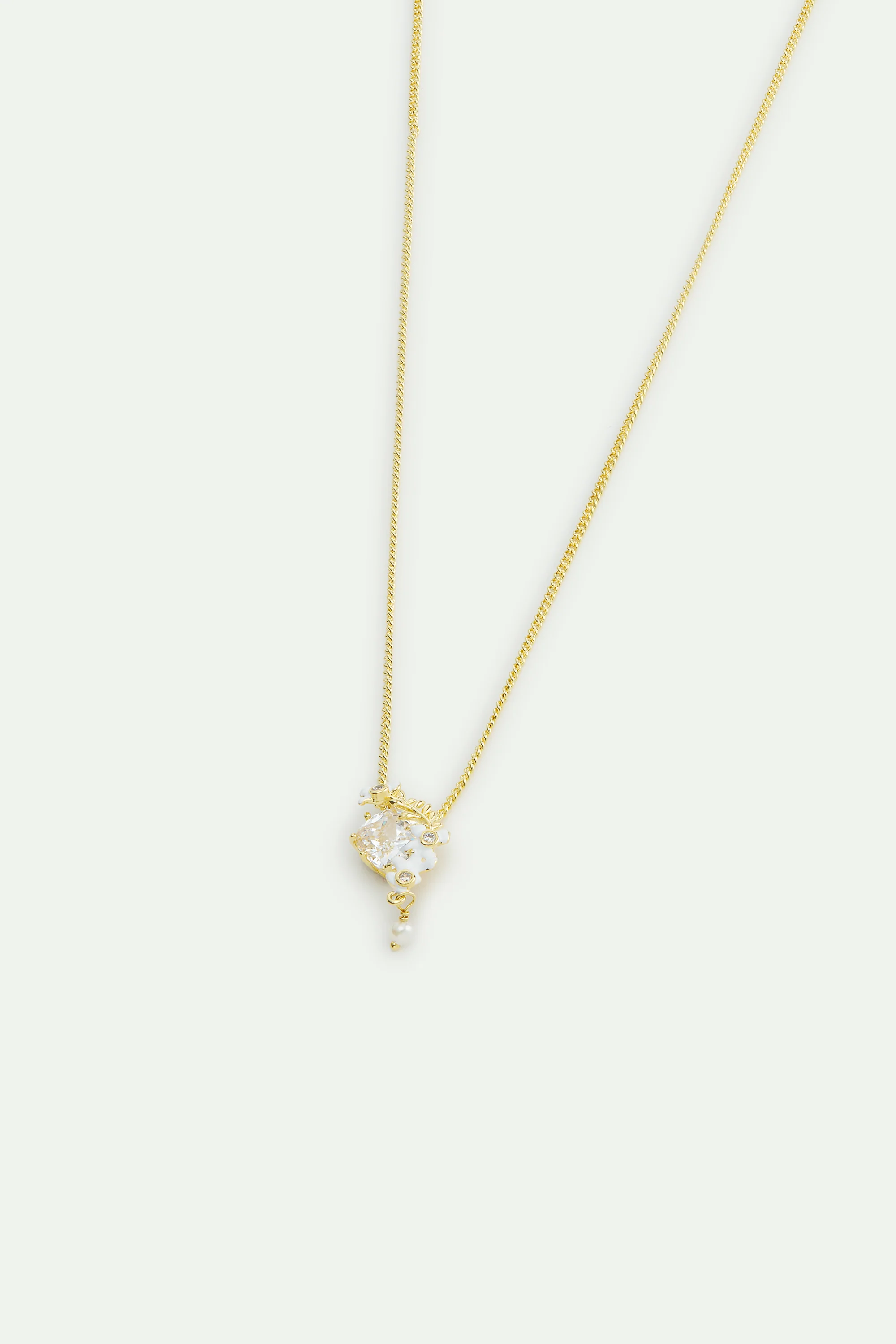 Faceted Stone - Laurel - White Wisteria and Cultured Pearl Necklace - Image 2