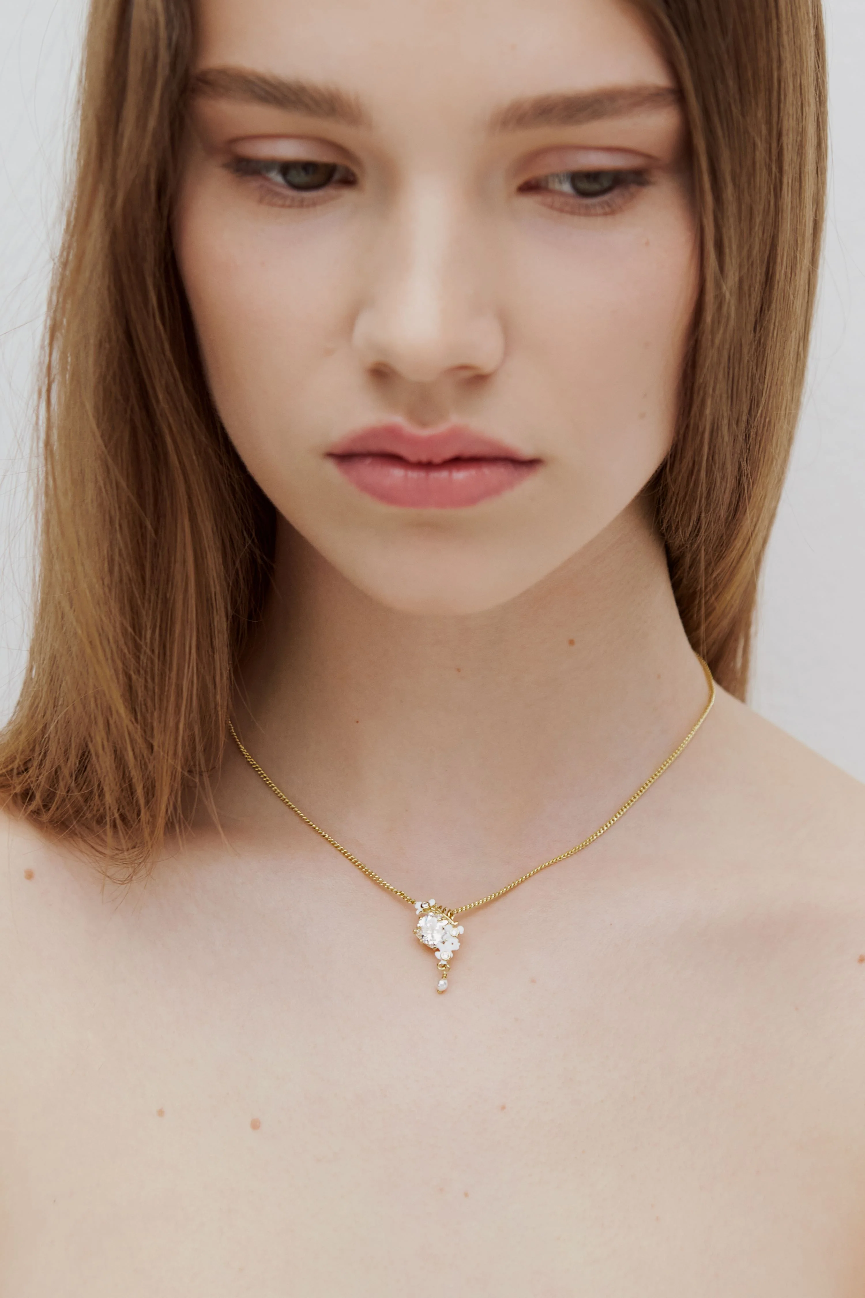 Faceted Stone - Laurel - White Wisteria and Cultured Pearl Necklace - Image 4
