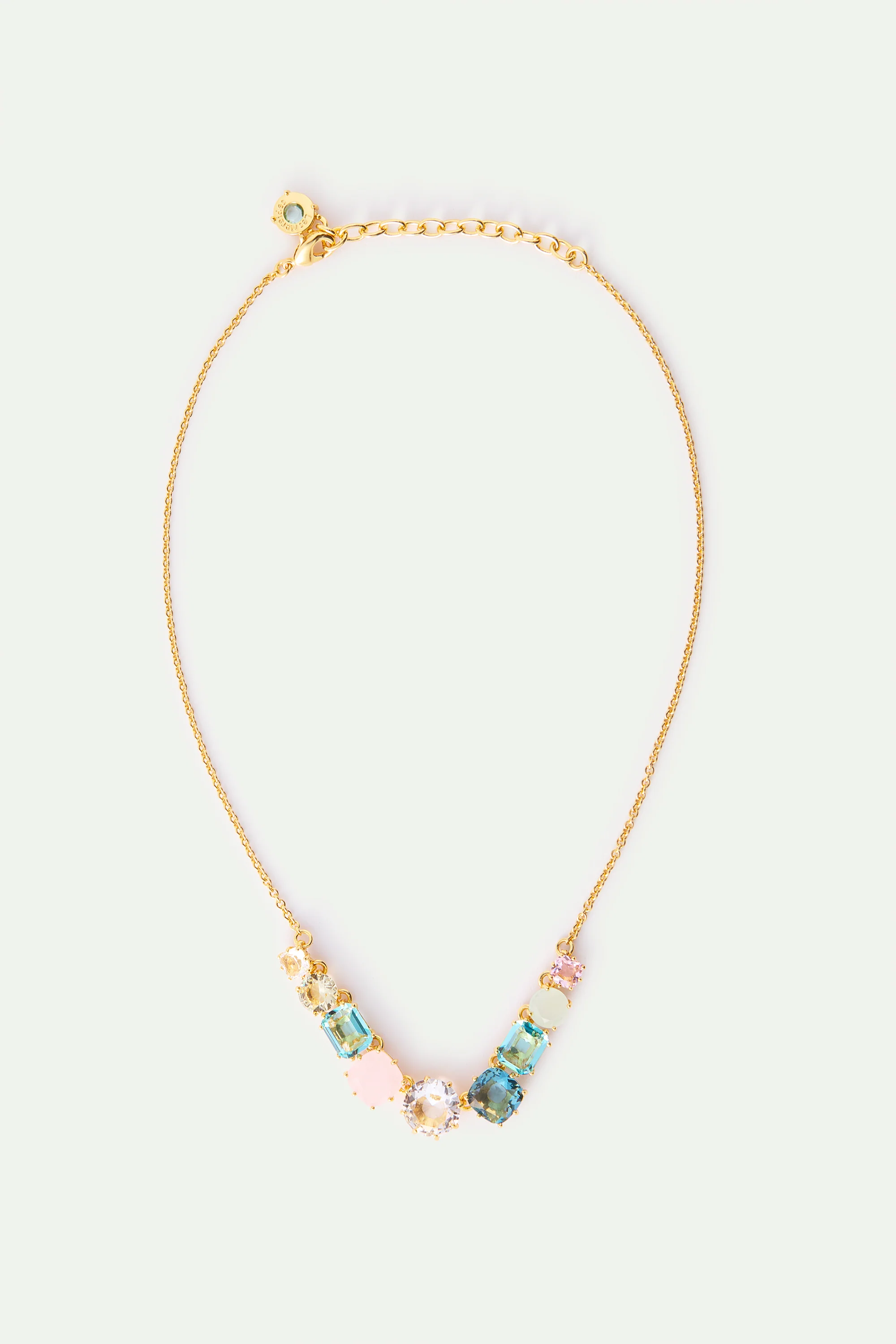 Fine Diamantine Necklace with 9 Acqua Azzura Stones - Image 3