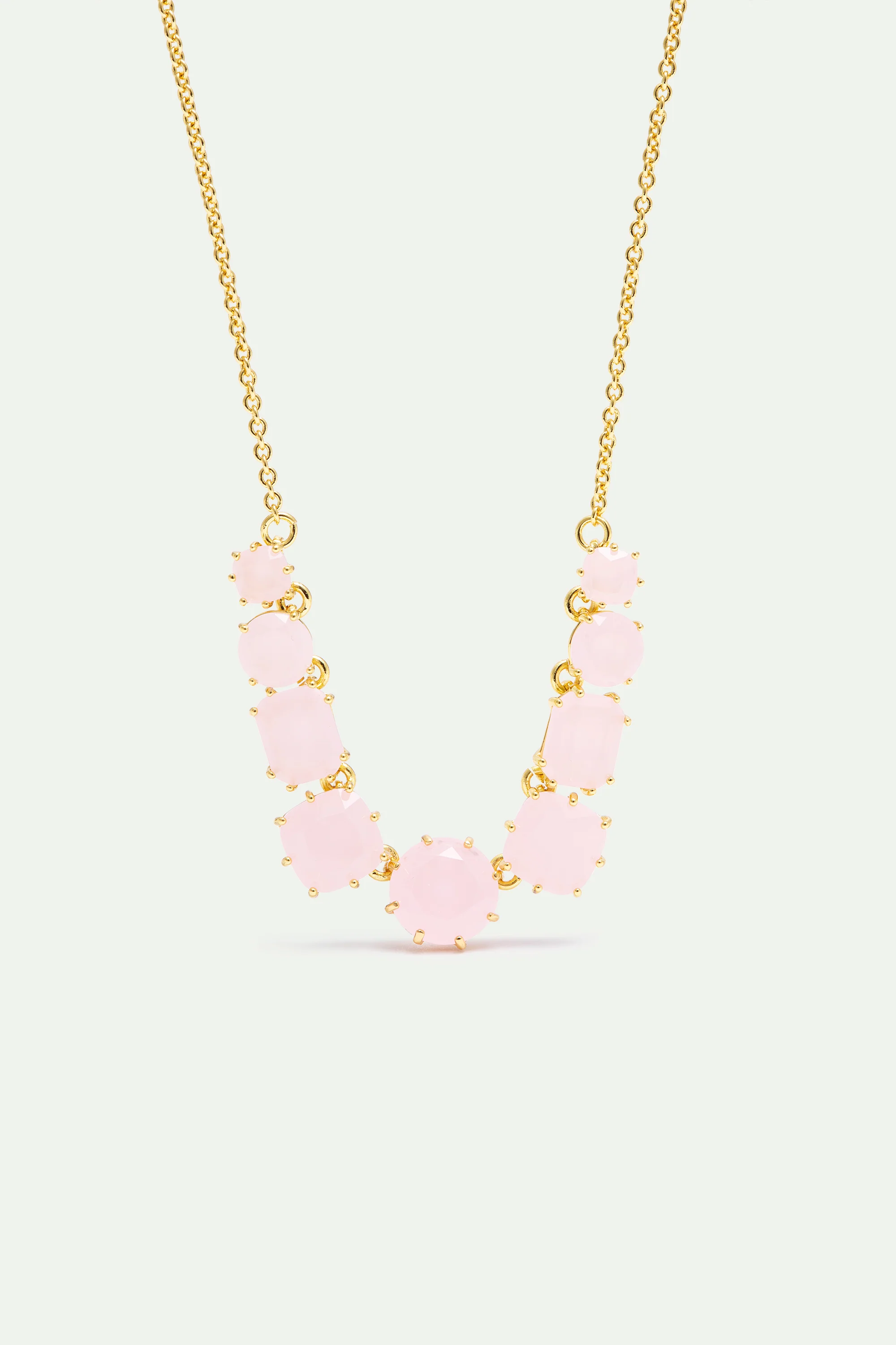 Fine Diamantine Necklace with 9 Light Pink Stones