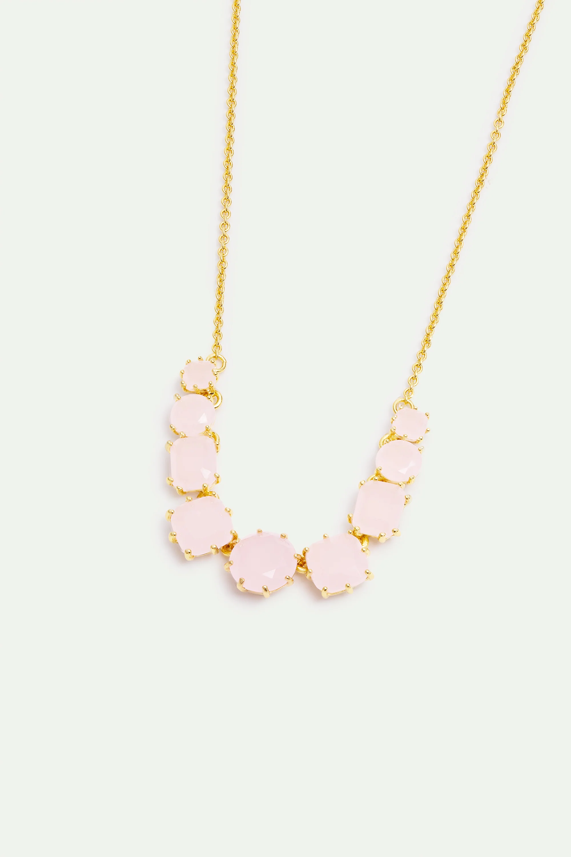 Fine Diamantine Necklace with 9 Light Pink Stones - Image 2