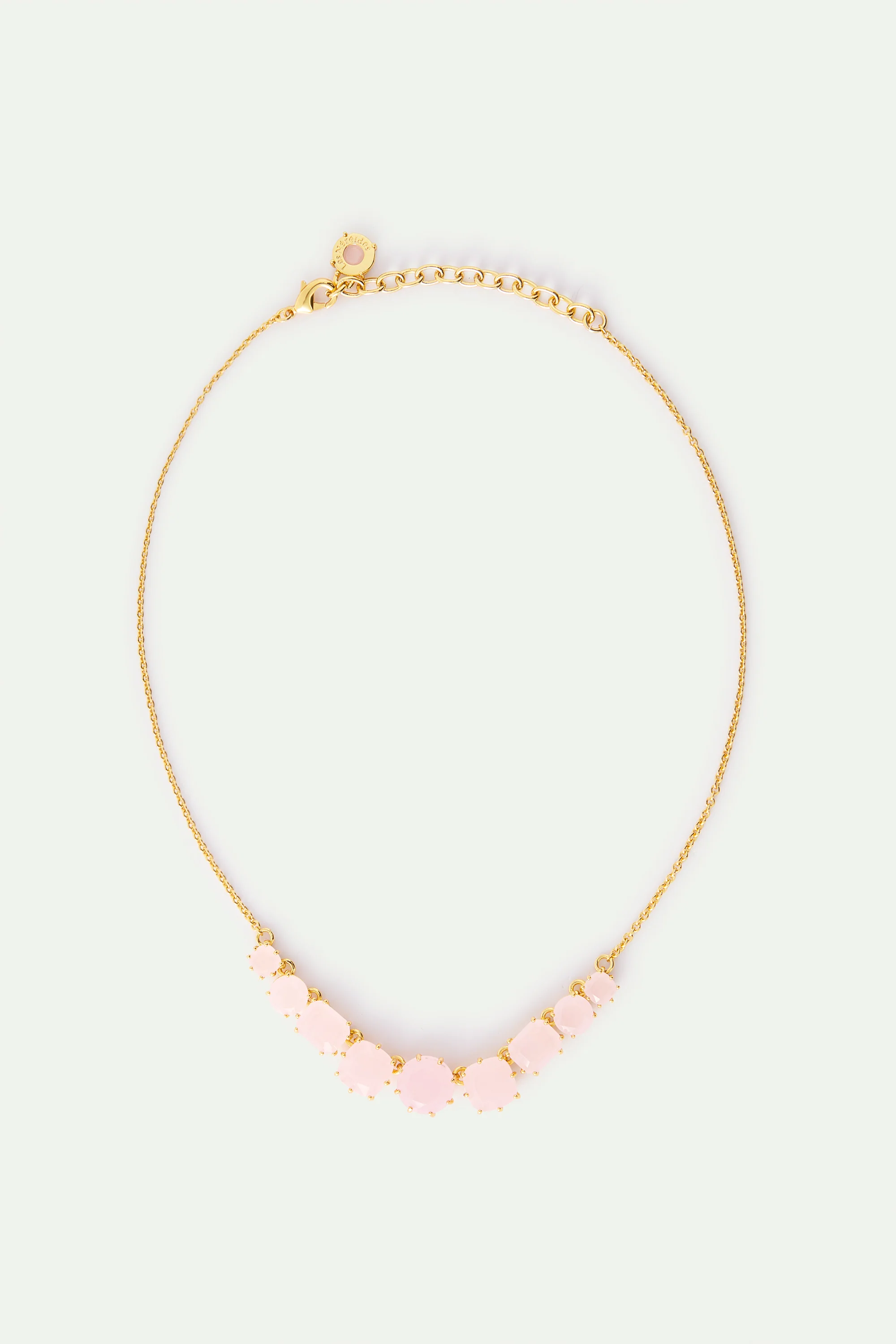 Fine Diamantine Necklace with 9 Light Pink Stones - Image 3