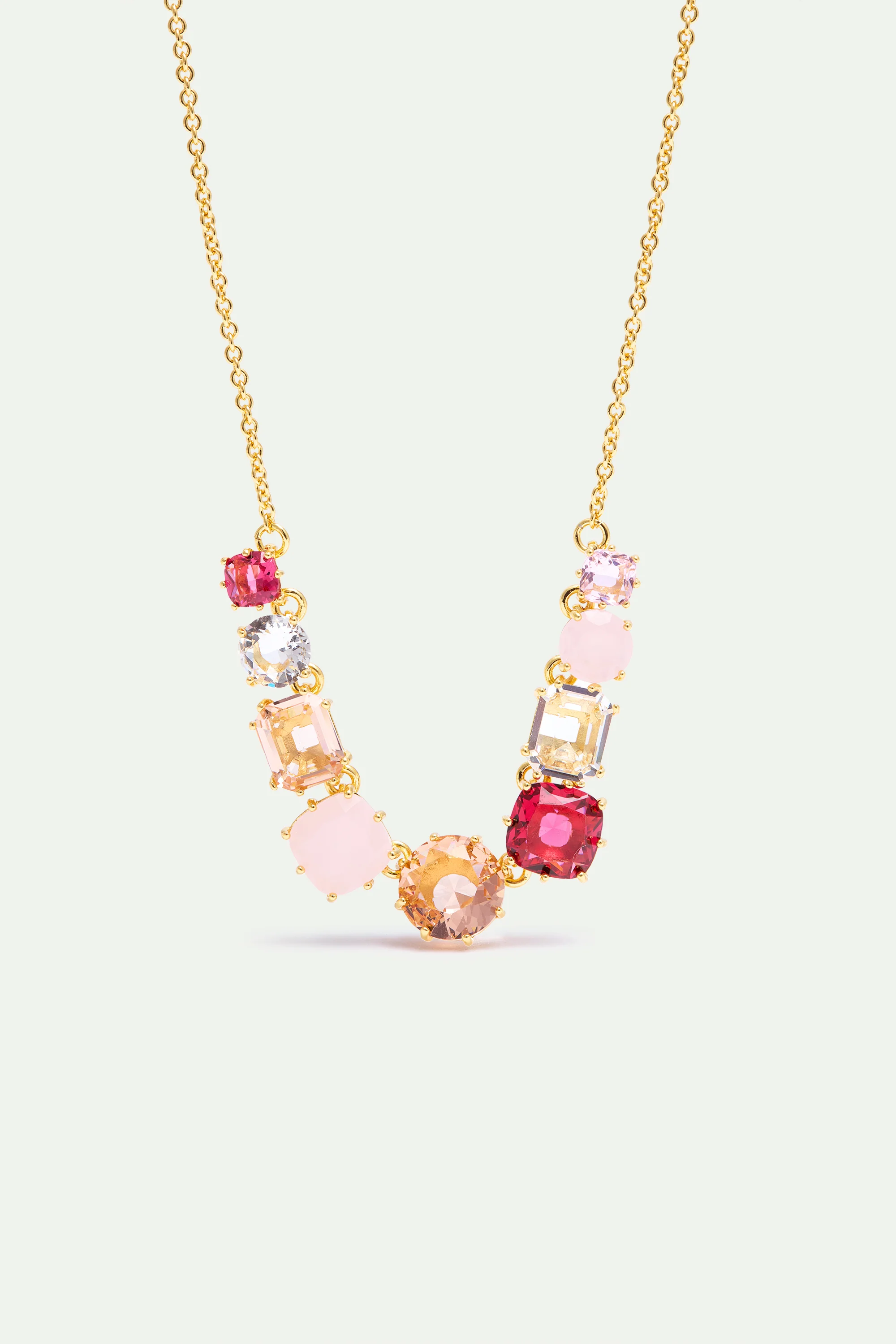 Fine Diamantine Necklace with 9 Rosa Centifolia Stones