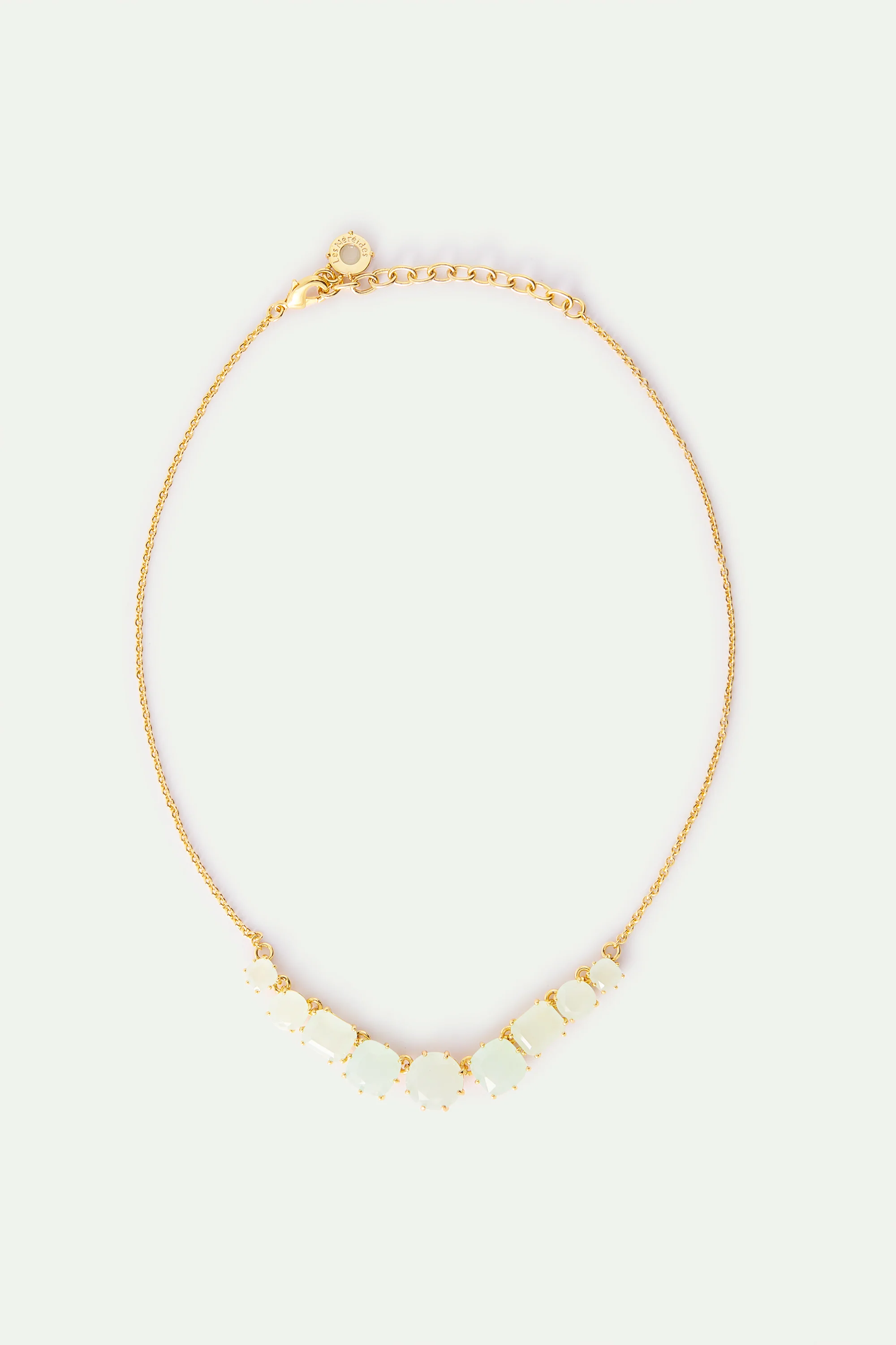 Fine Diamantine Necklace with 9 Sea Green Stones - Image 3