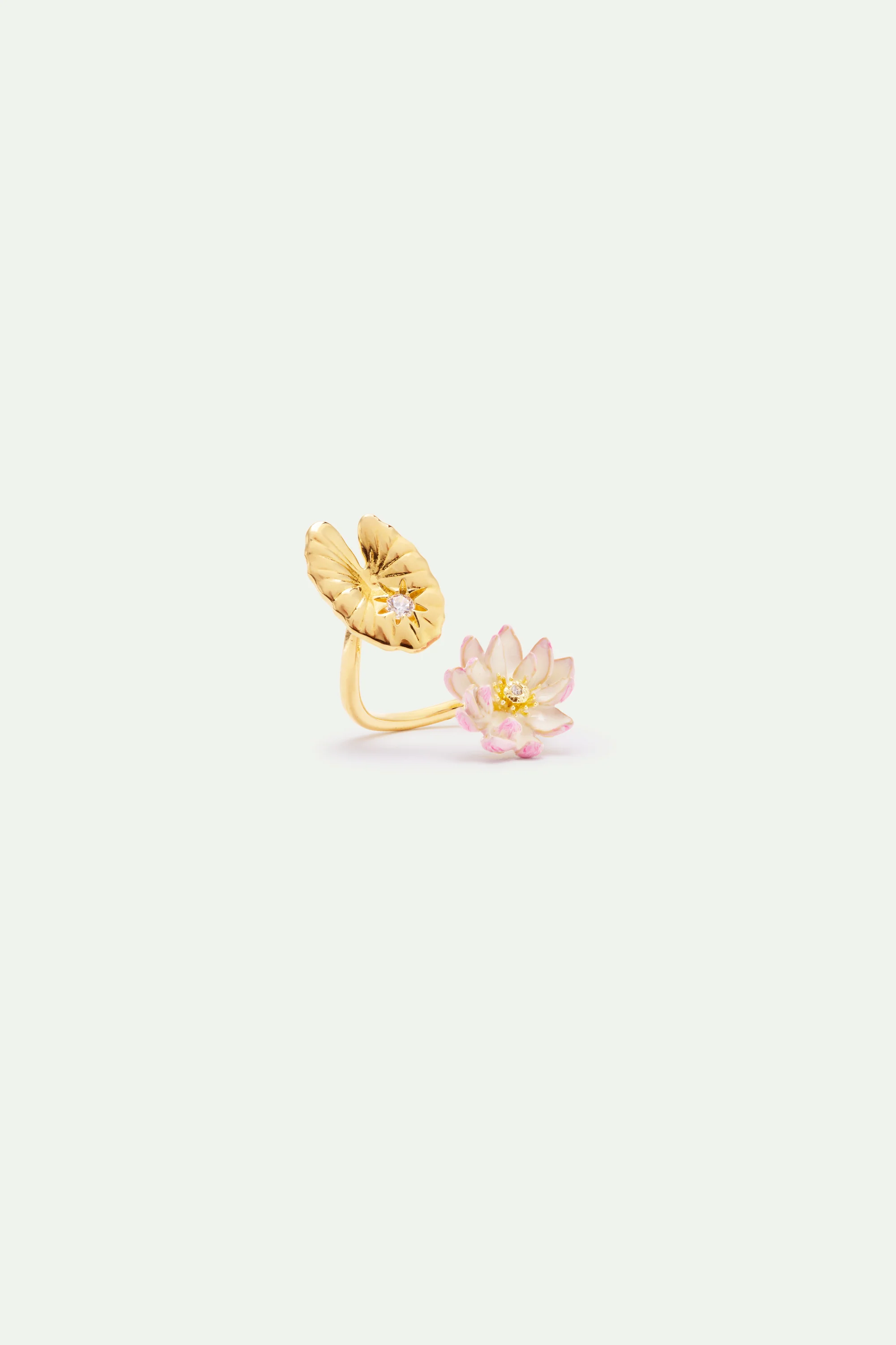 Gold Lotus and Pink Water Lily Adjustable Ring - Image 2