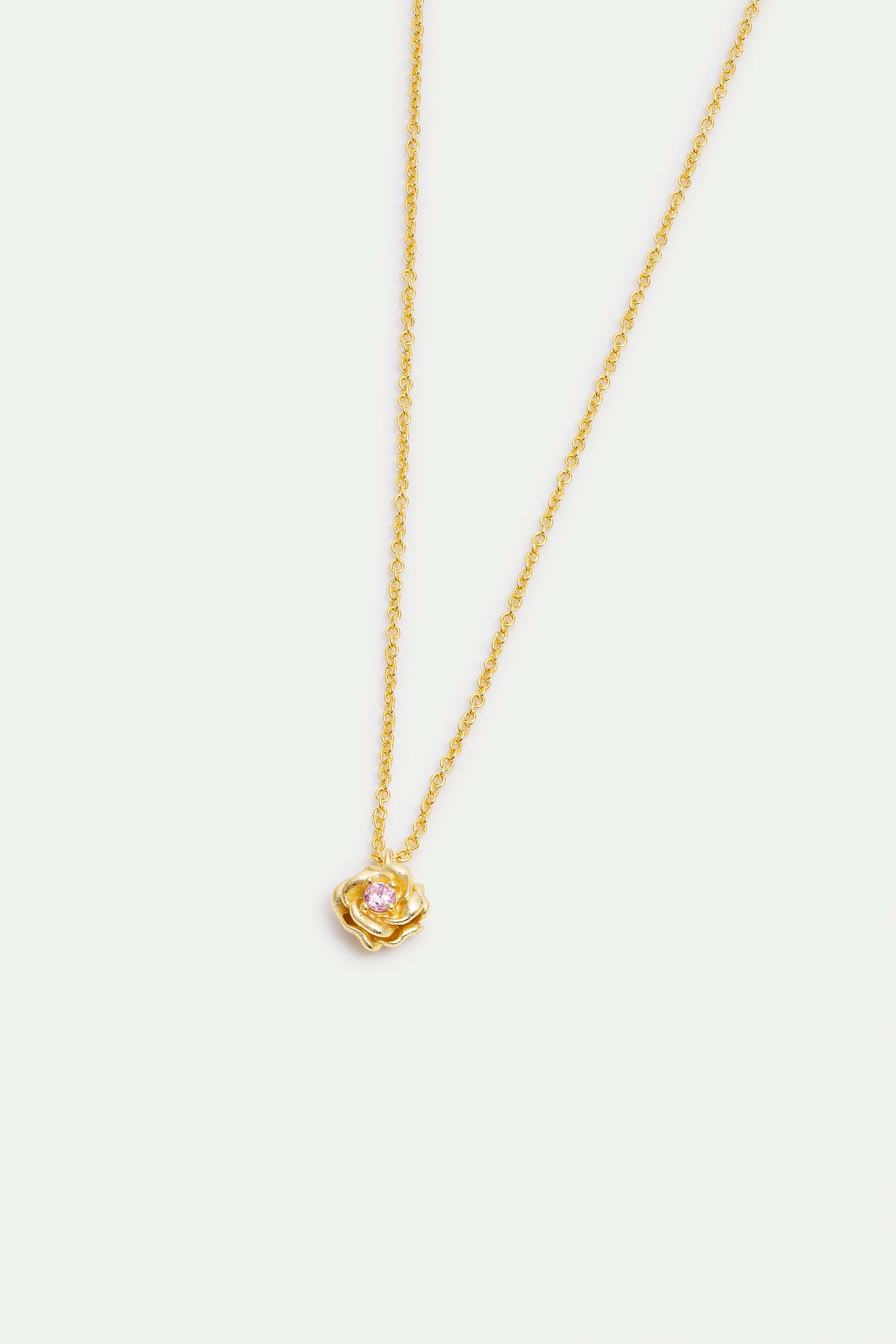 Gold Mona Lisa Rose and Pink Crystal Necklace - Image 2