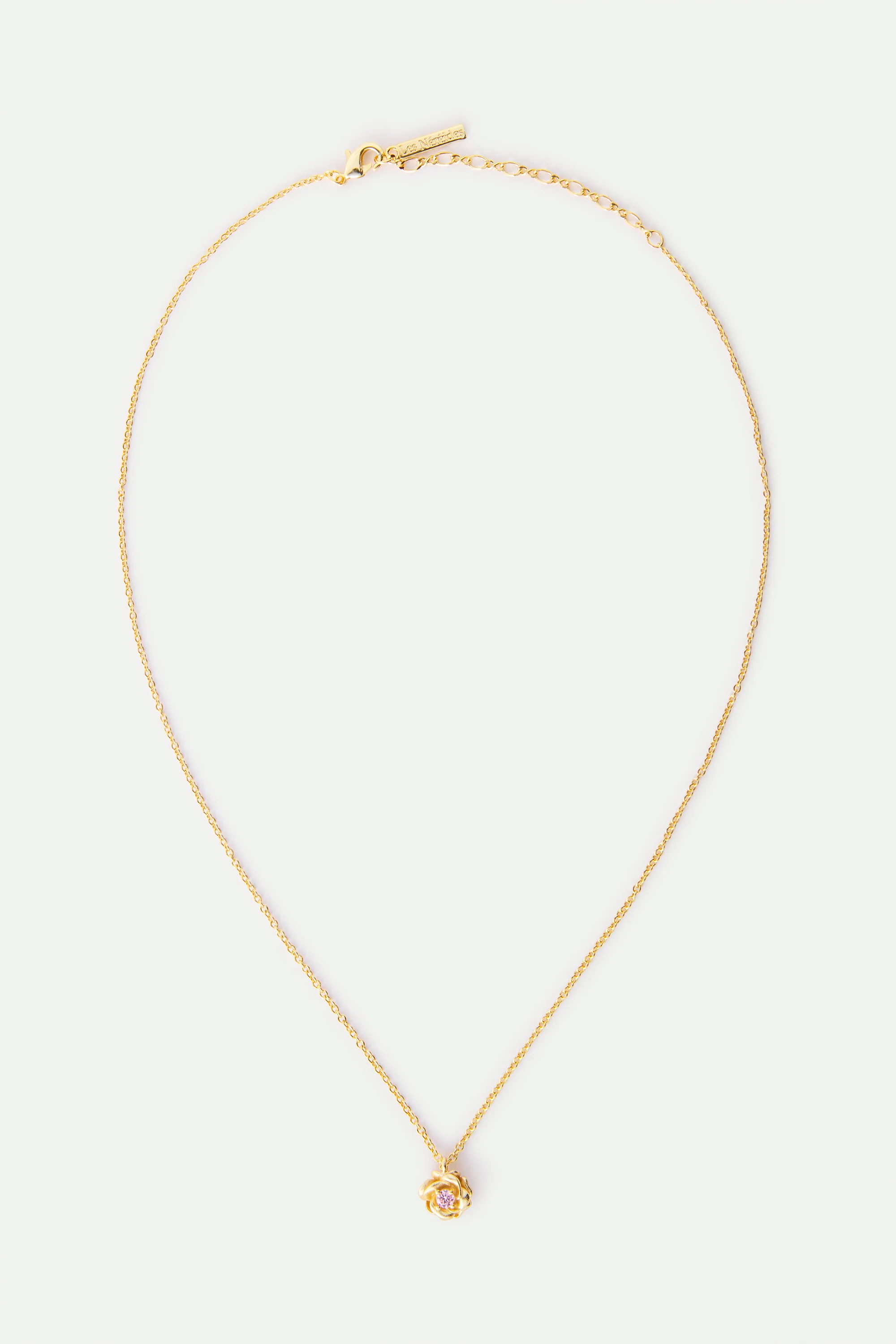 Gold Mona Lisa Rose and Pink Crystal Necklace - Image 3